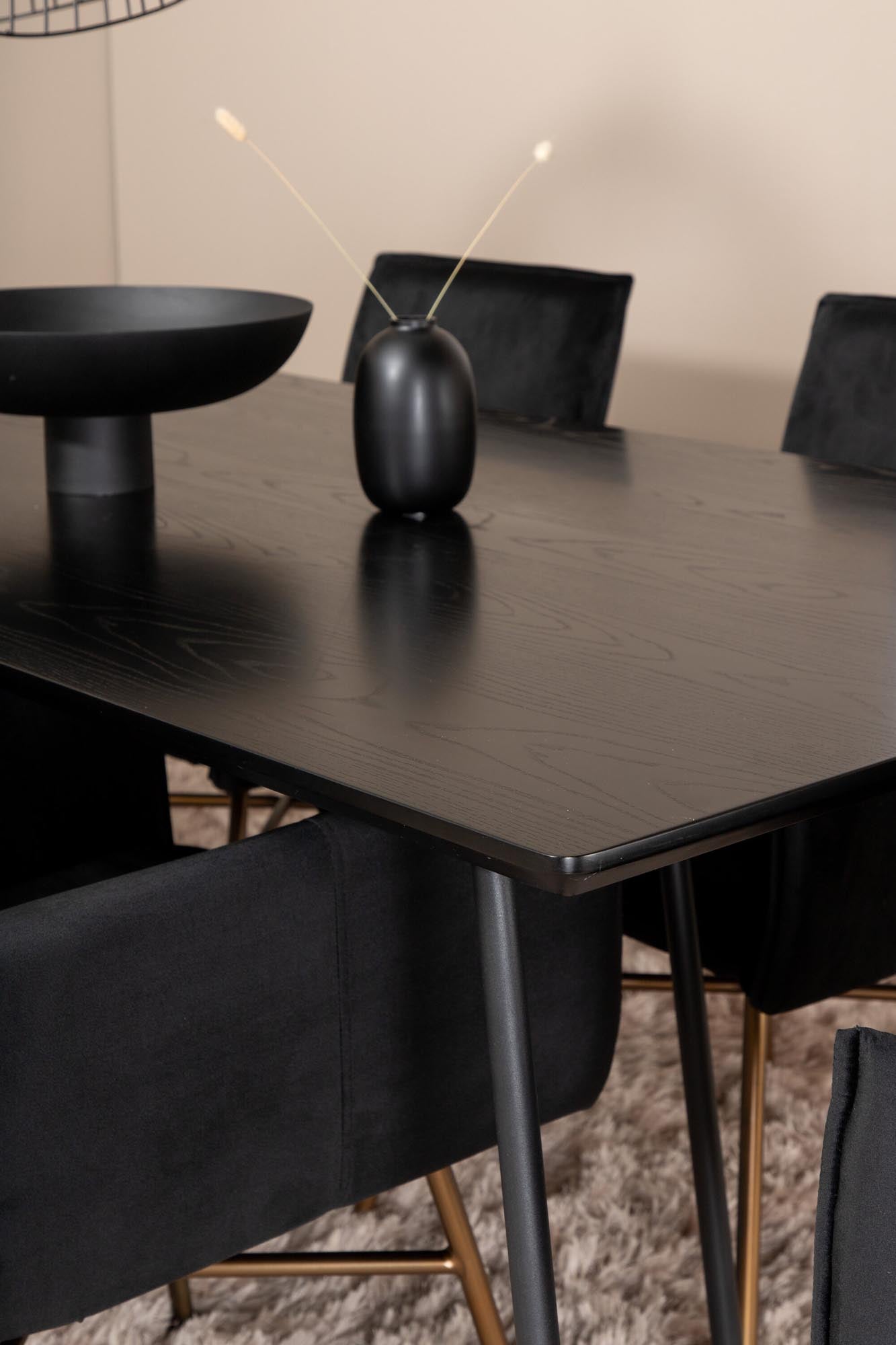 Petra Esszimmerset 190cm/6St. in Schwarz / Kupfer präsentiert im Onlineshop von KAQTU Design AG. Esszimmerset ist von Venture Home