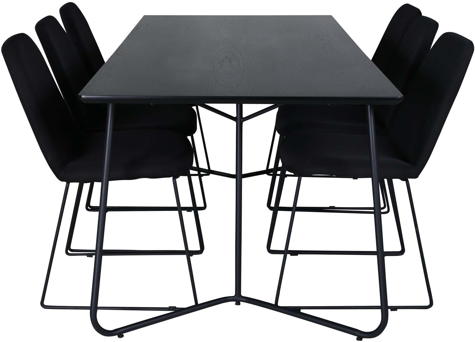 Petra Esszimmerset + Muce 190cm/6St. in Schwarz präsentiert im Onlineshop von KAQTU Design AG. Esszimmerset ist von Venture Home