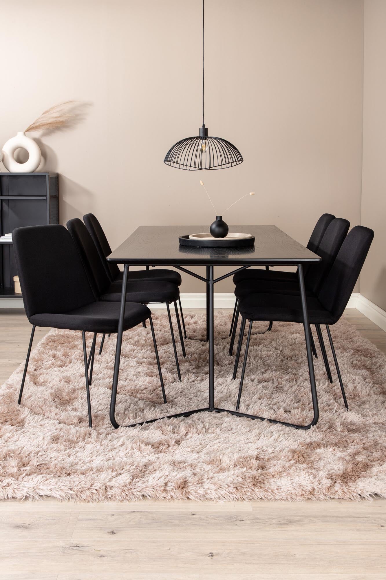 Petra Esszimmerset + Muce 190cm/6St. in Schwarz präsentiert im Onlineshop von KAQTU Design AG. Esszimmerset ist von Venture Home