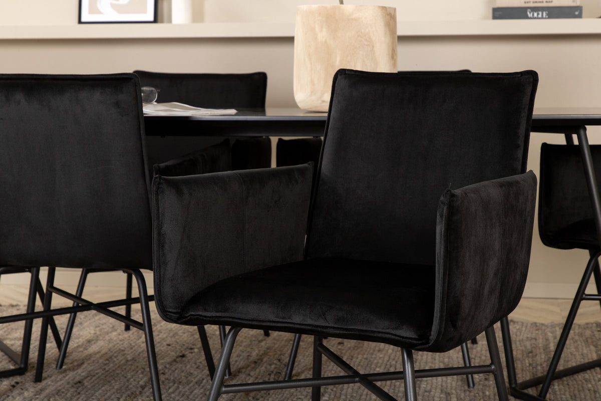 Petra Esszimmerset 190cm/6St. in Schwarz präsentiert im Onlineshop von KAQTU Design AG. Esszimmerset ist von Venture Home