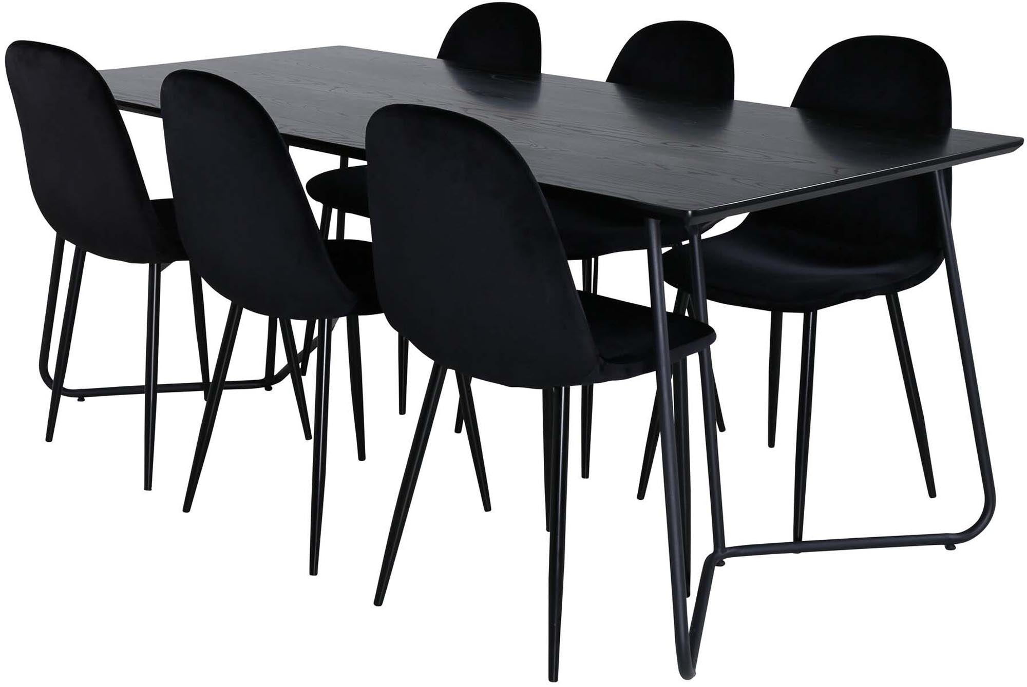 Petra Esszimmerset + Polar 190cm/6St. in Schwarz präsentiert im Onlineshop von KAQTU Design AG. Esszimmerset ist von Venture Home
