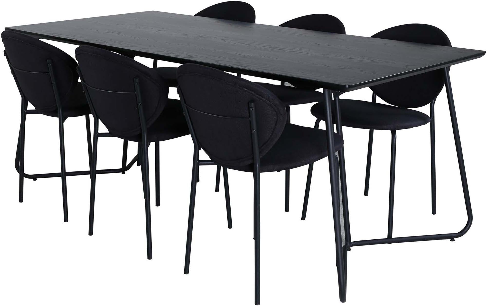 Petra Esszimmerset + Vault 190cm/6St. in Schwarz präsentiert im Onlineshop von KAQTU Design AG. Esszimmerset ist von Venture Home