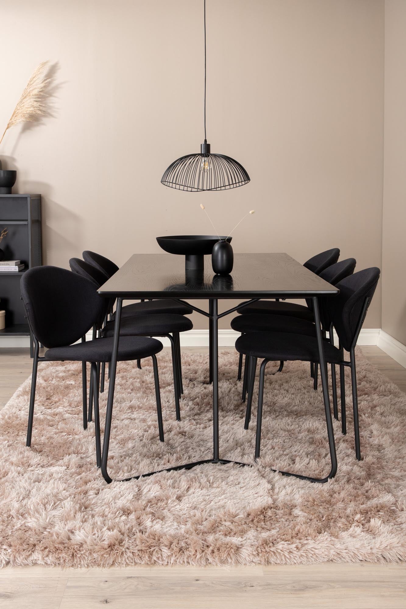 Elegantes Petra Esszimmerset von Venture Home: 190 cm Tisch und 6 stilvolle Stühle, modernes Design, pflegeleichtes MDF, ideal für gesellige Abende.