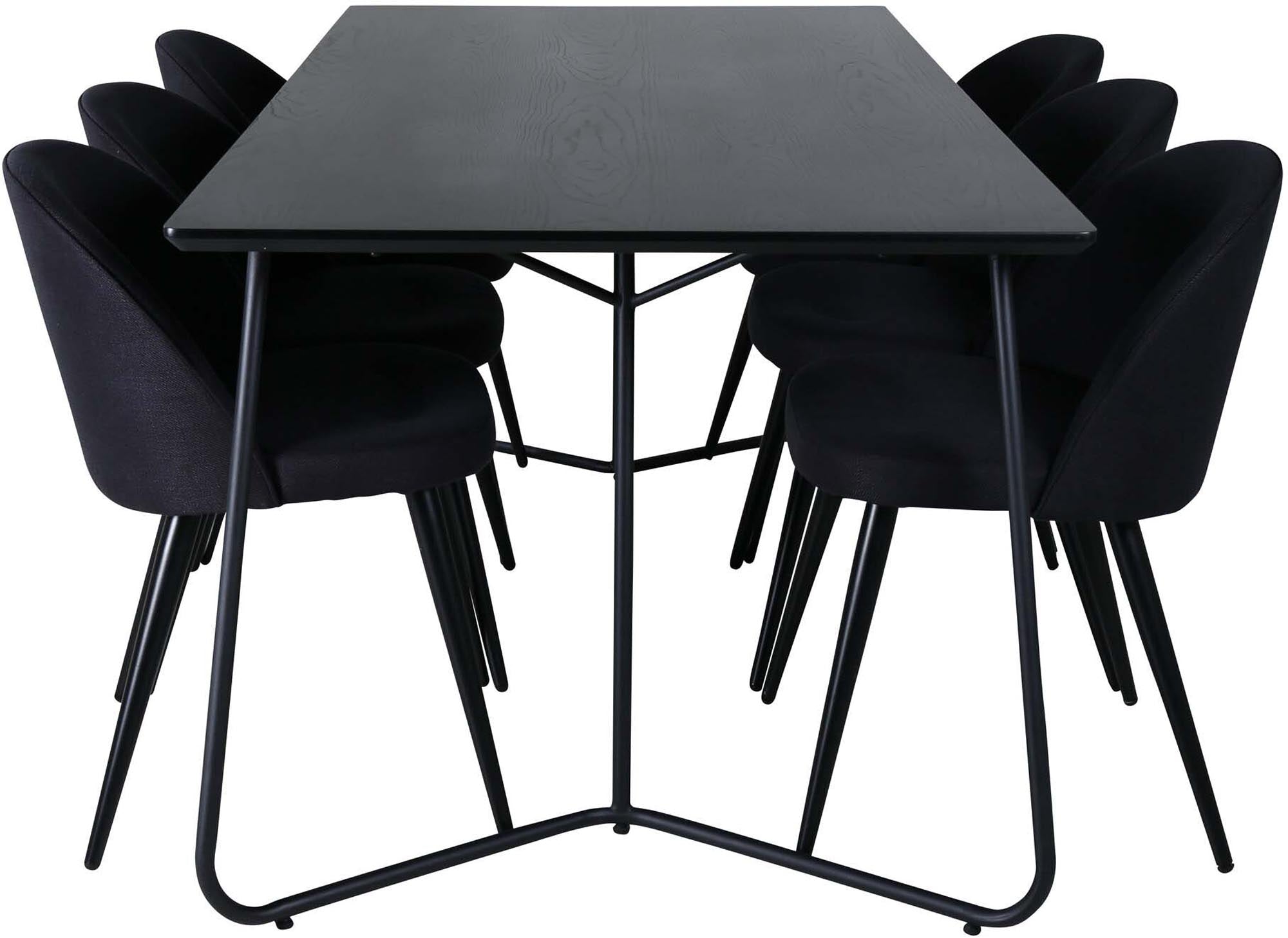 Petra Esszimmerset + Velvet 190cm/6St. in Schwarz präsentiert im Onlineshop von KAQTU Design AG. Esszimmerset ist von Venture Home