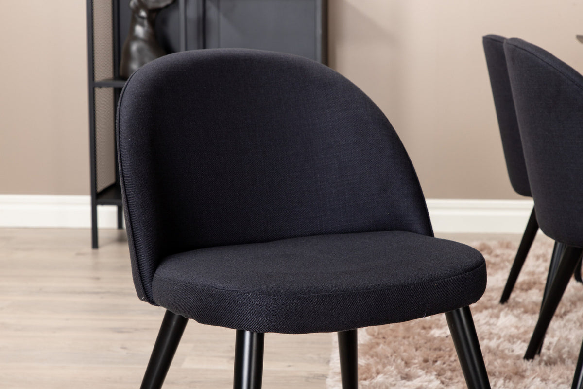 Petra Esszimmerset + Velvet 190cm/6St. in Schwarz präsentiert im Onlineshop von KAQTU Design AG. Esszimmerset ist von Venture Home