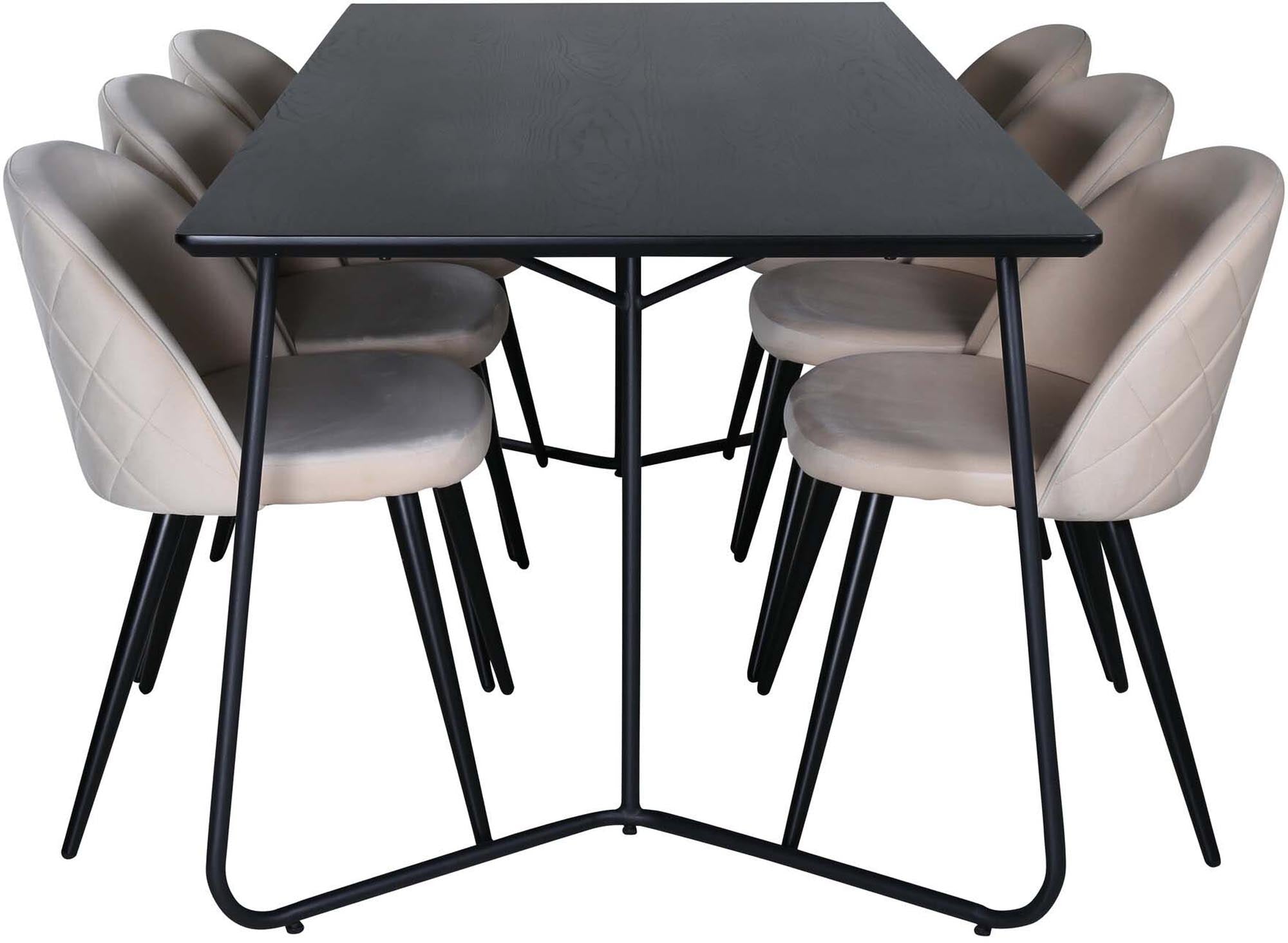 Petra Esszimmerset + Velvet Stitches 190cm/6St. in Schwarz präsentiert im Onlineshop von KAQTU Design AG. Esszimmerset ist von Venture Home