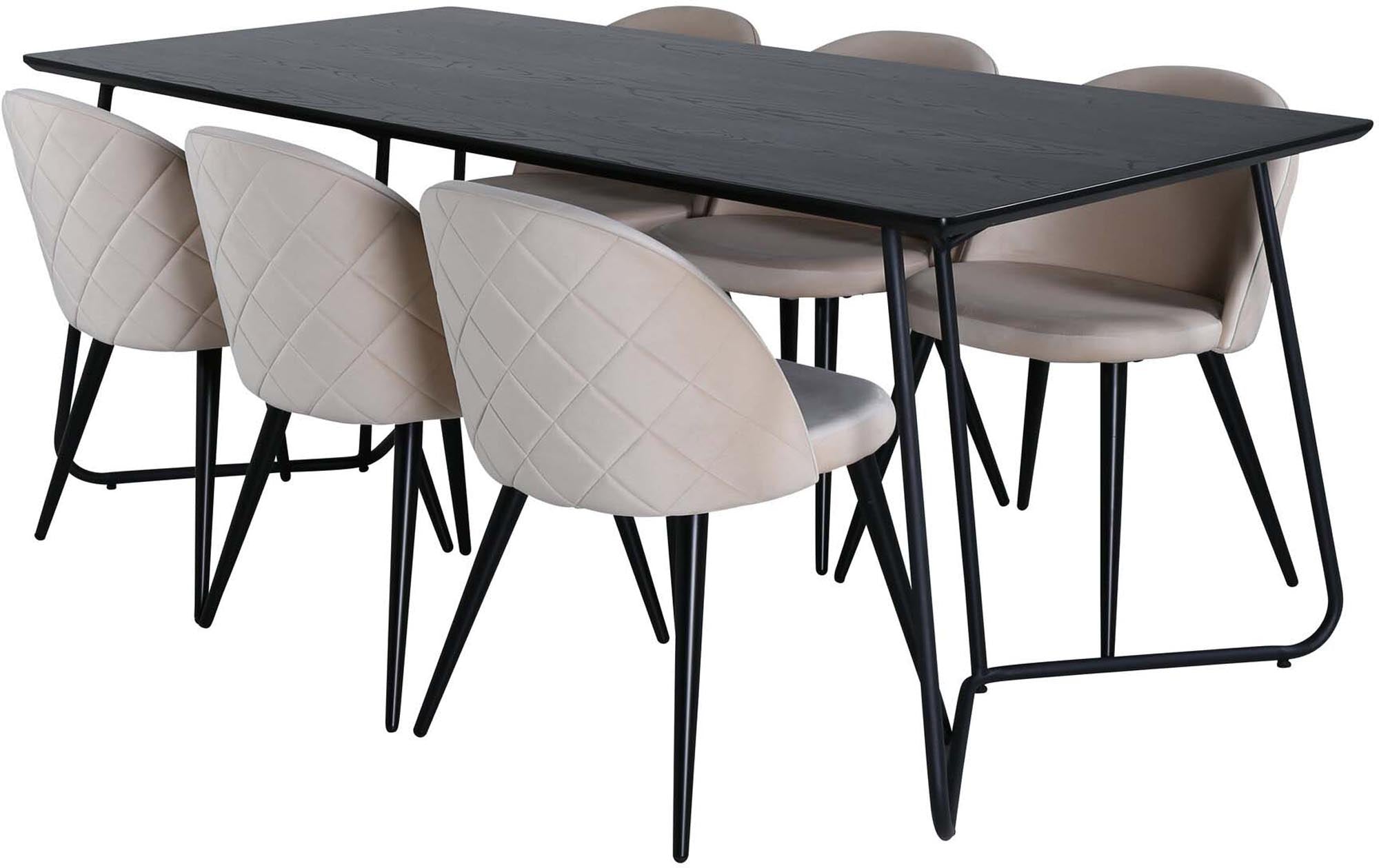 Petra Esszimmerset + Velvet Stitches 190cm/6St. in Schwarz präsentiert im Onlineshop von KAQTU Design AG. Esszimmerset ist von Venture Home