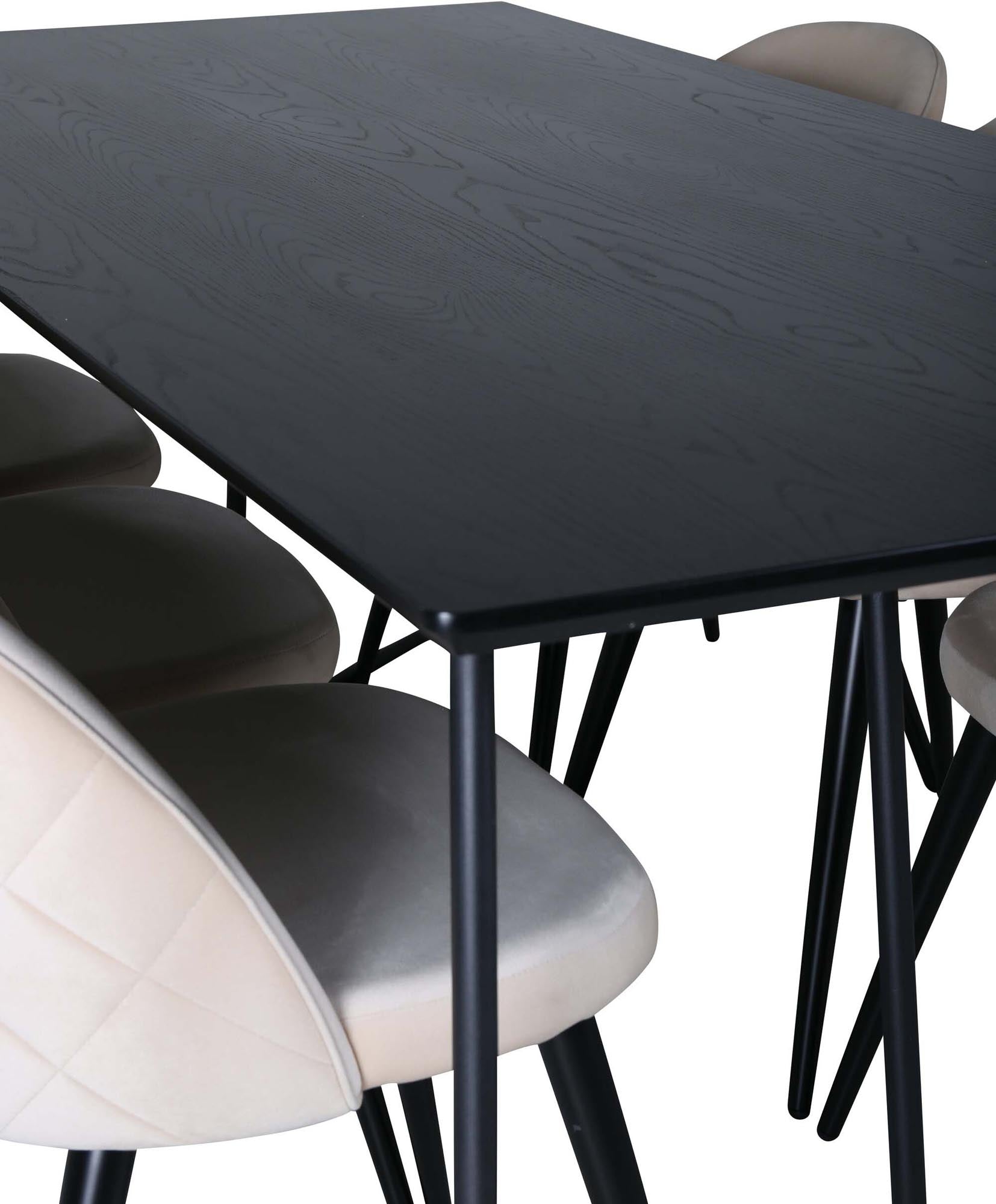 Petra Esszimmerset + Velvet Stitches 190cm/6St. in Schwarz präsentiert im Onlineshop von KAQTU Design AG. Esszimmerset ist von Venture Home