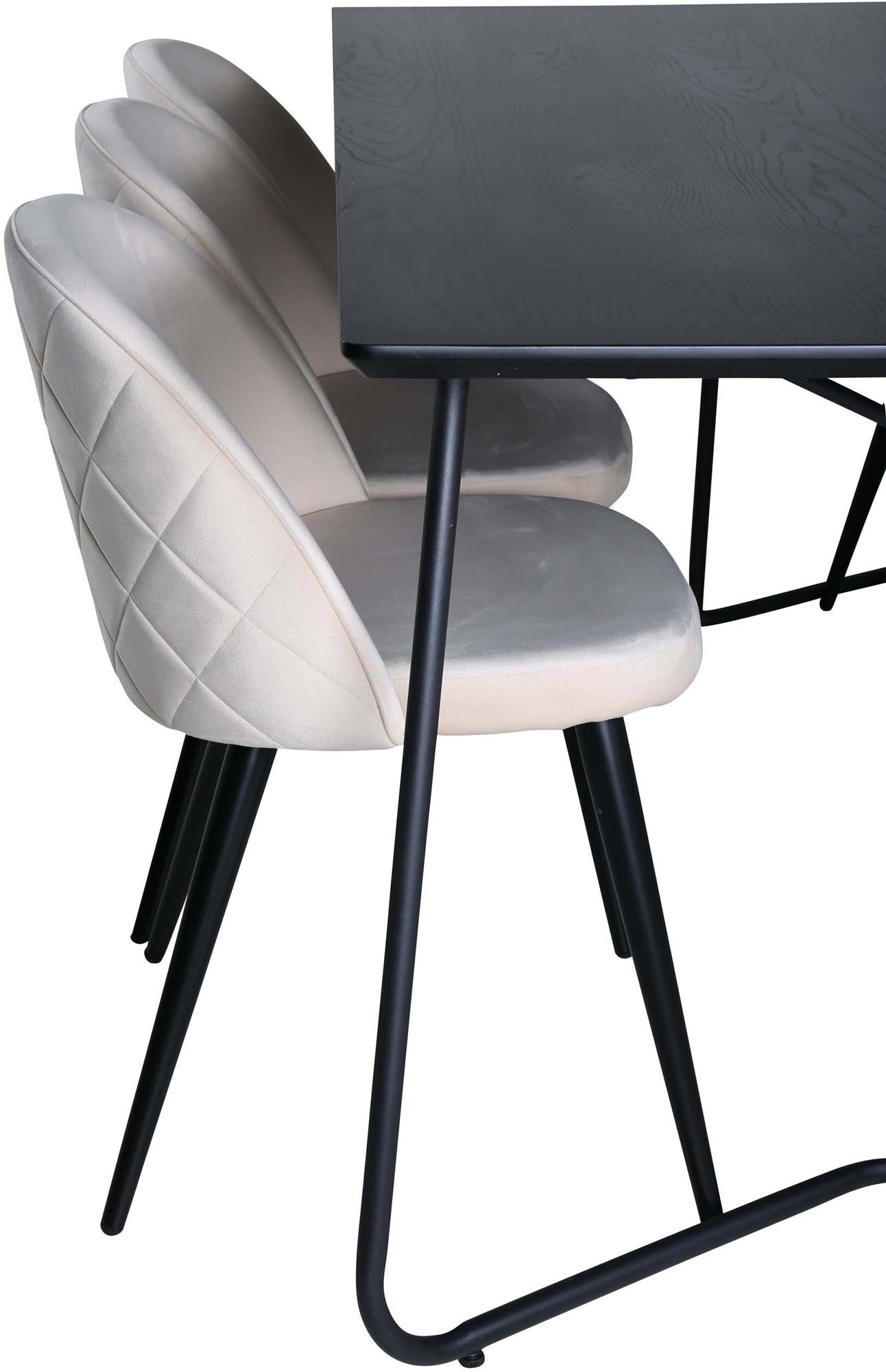 Elegantes Petra Esszimmerset mit 6 Samtstühlen, 190cm, von Venture Home.