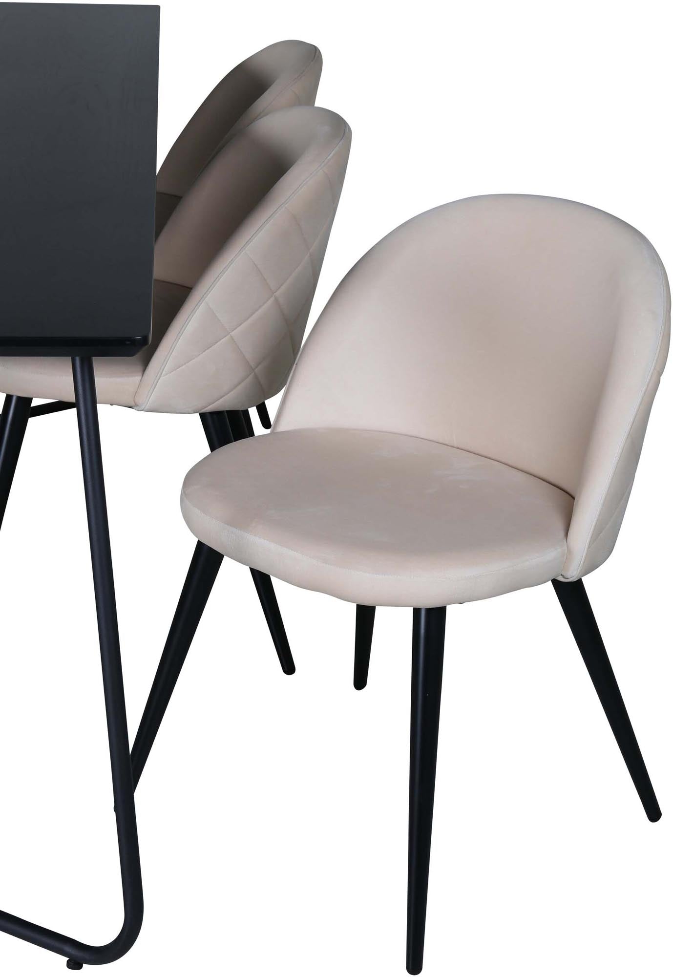 Stilvolles Esszimmerset von Venture Home: 190 cm Tisch und 6 luxuriöse Velvet Stitches-Stühle für gemütliche Abende.