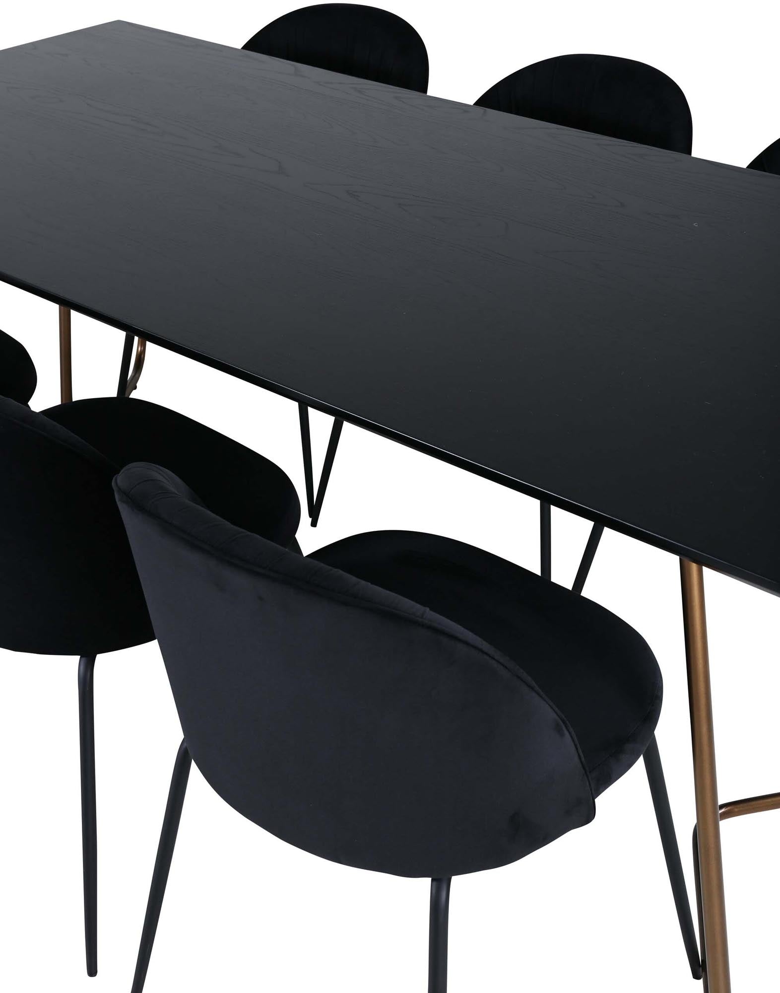 Esszimmerset Petra: Elegantes Set mit 6 luxuriösen Samt-Wrinkles-Stühlen und modernem Tisch. Ideal für stilvolle Essbereiche!