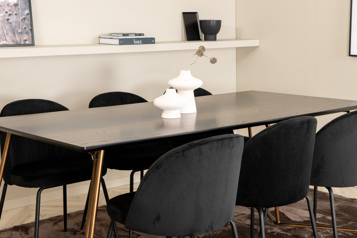 Petra Esszimmerset + Wrinkles 190cm/6St. in Schwarz präsentiert im Onlineshop von KAQTU Design AG. Esszimmerset ist von Venture Home