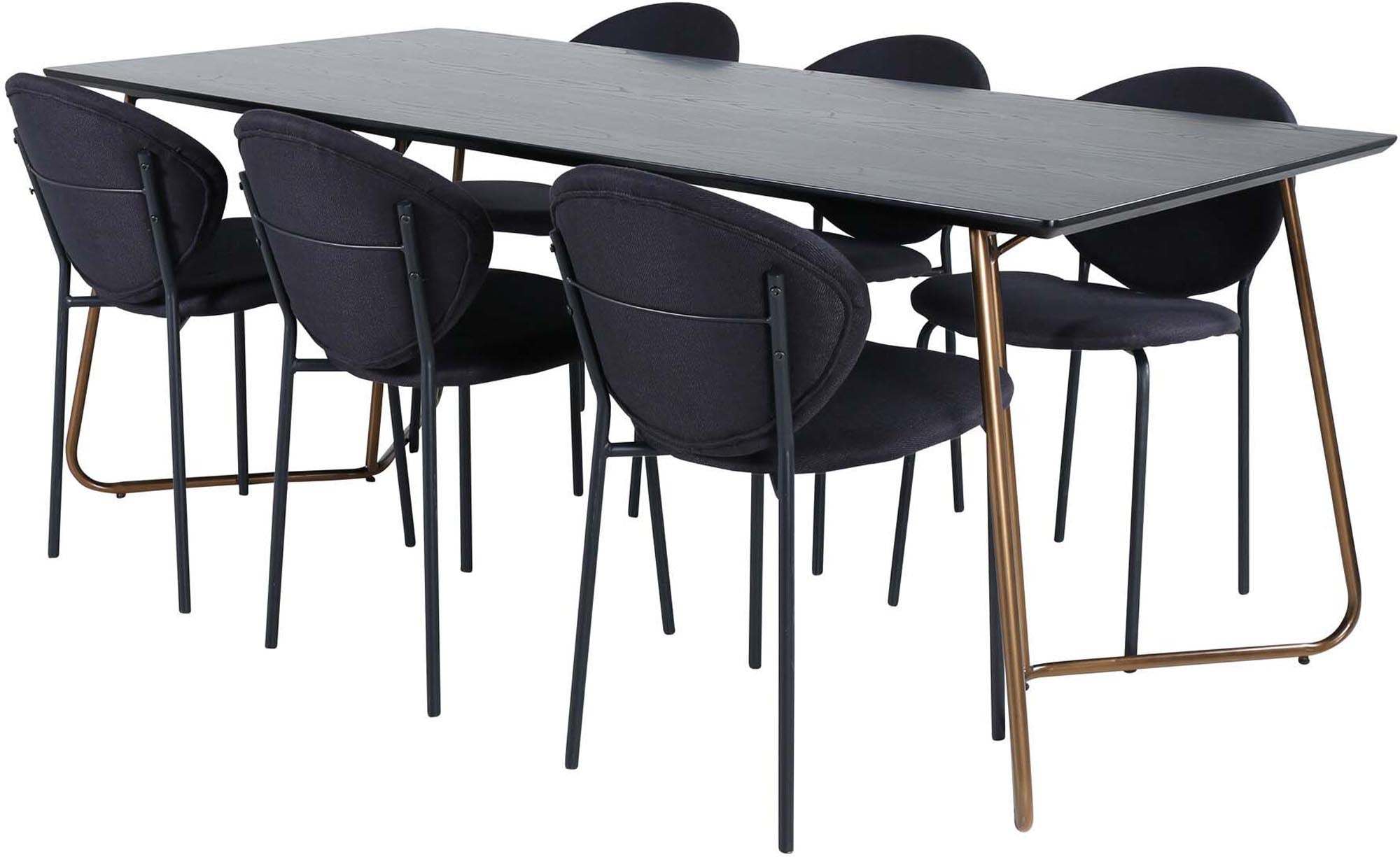 Petra Esszimmerset + Vault 190cm/6St. in Schwarz / Kupfer präsentiert im Onlineshop von KAQTU Design AG. Esszimmerset ist von Venture Home