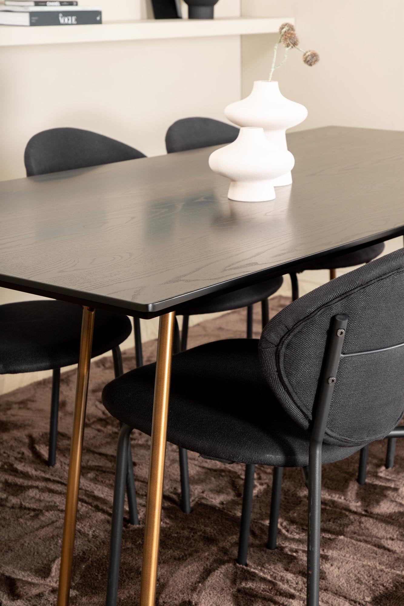 Petra Esszimmerset + Vault 190cm/6St. in Schwarz / Kupfer präsentiert im Onlineshop von KAQTU Design AG. Esszimmerset ist von Venture Home