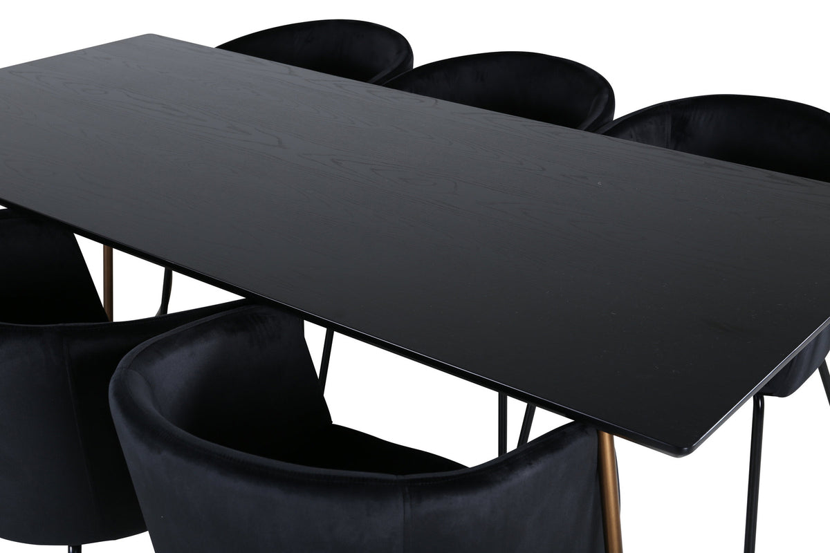 Petra Esszimmerset + Berit 190cm/6St. in Schwarz / Kupfer präsentiert im Onlineshop von KAQTU Design AG. Esszimmerset ist von Venture Home