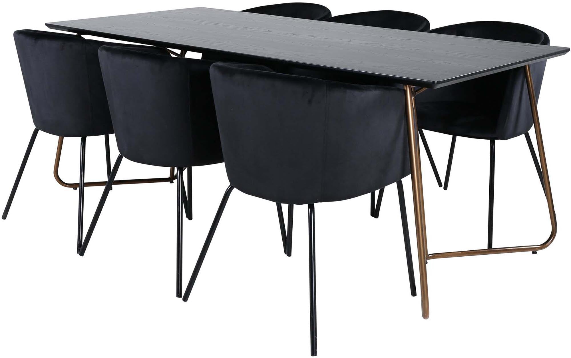 Petra Esszimmerset + Berit 190cm/6St. in Schwarz / Kupfer präsentiert im Onlineshop von KAQTU Design AG. Esszimmerset ist von Venture Home