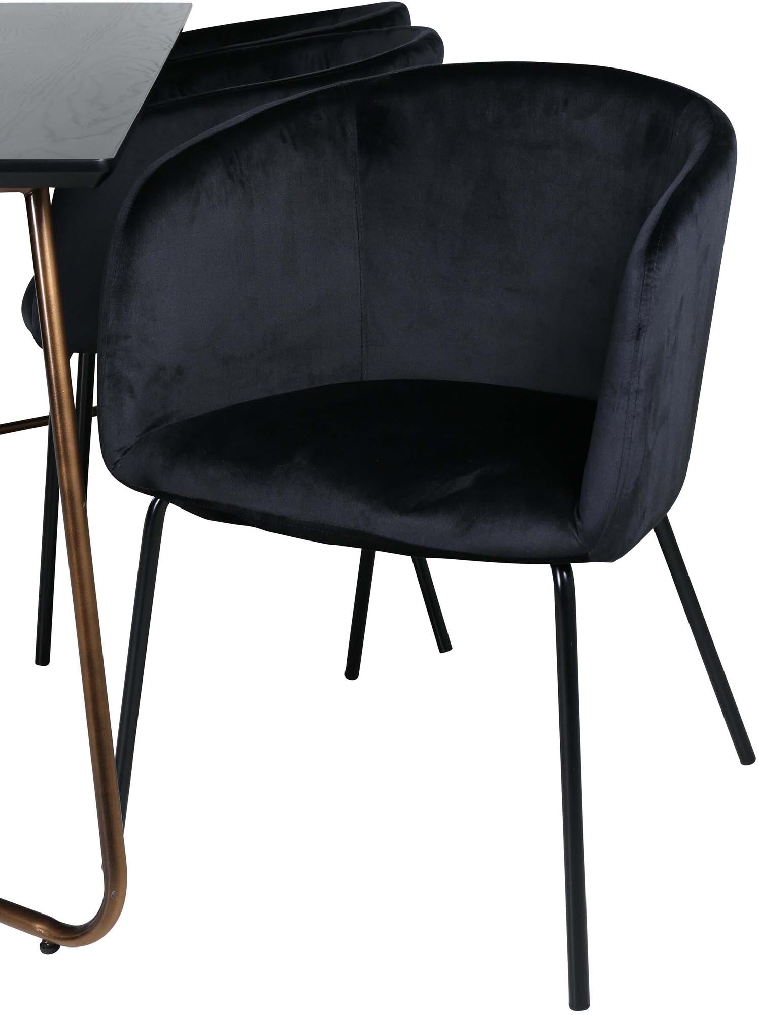 Petra Esszimmerset + Berit 190cm/6St. in Schwarz / Kupfer präsentiert im Onlineshop von KAQTU Design AG. Esszimmerset ist von Venture Home