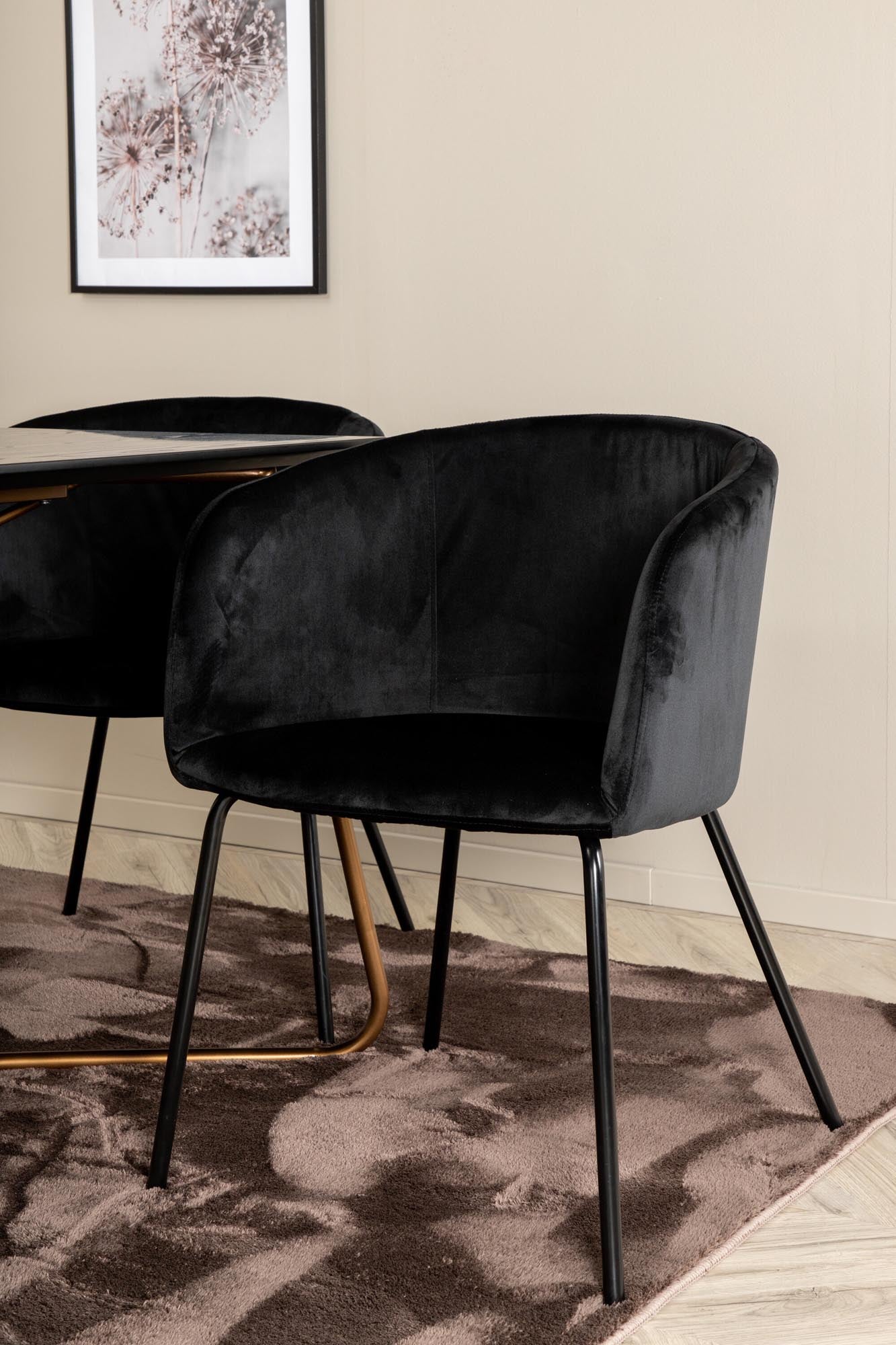 Petra Esszimmerset + Berit 190cm/6St. in Schwarz / Kupfer präsentiert im Onlineshop von KAQTU Design AG. Esszimmerset ist von Venture Home