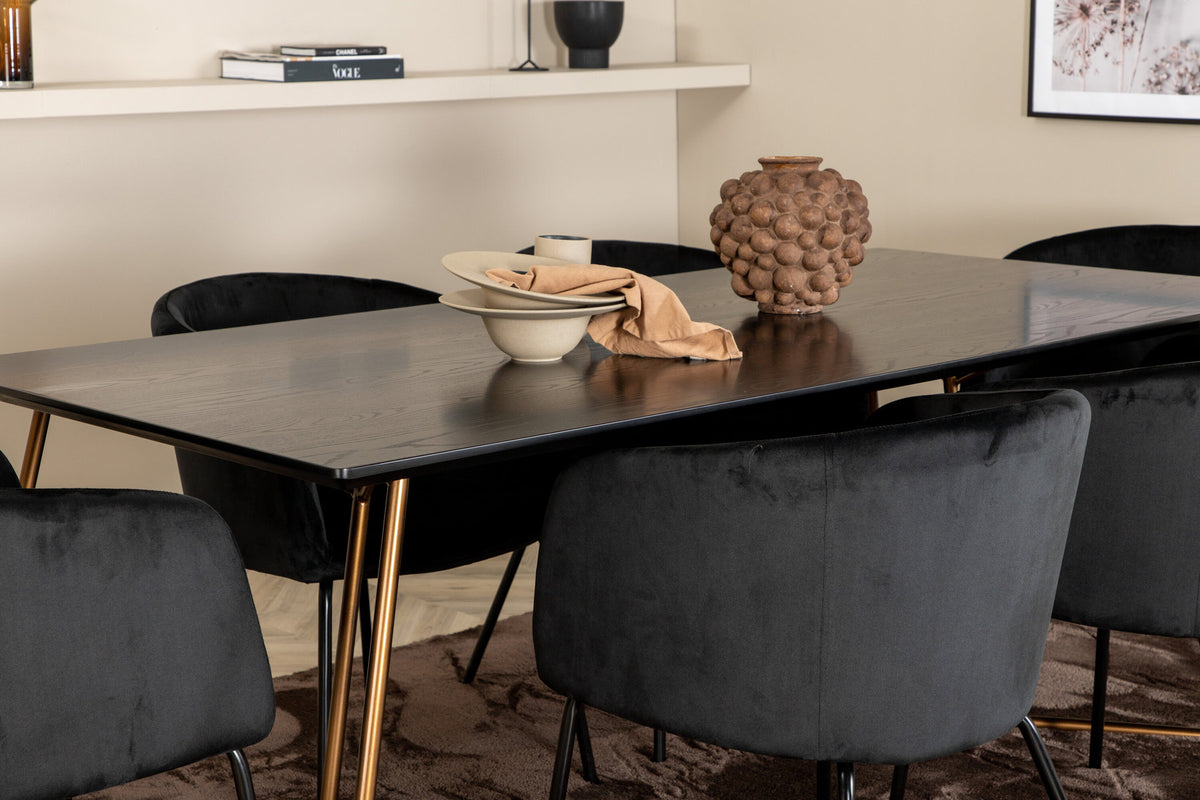 Petra Esszimmerset + Berit 190cm/6St. in Schwarz / Kupfer präsentiert im Onlineshop von KAQTU Design AG. Esszimmerset ist von Venture Home