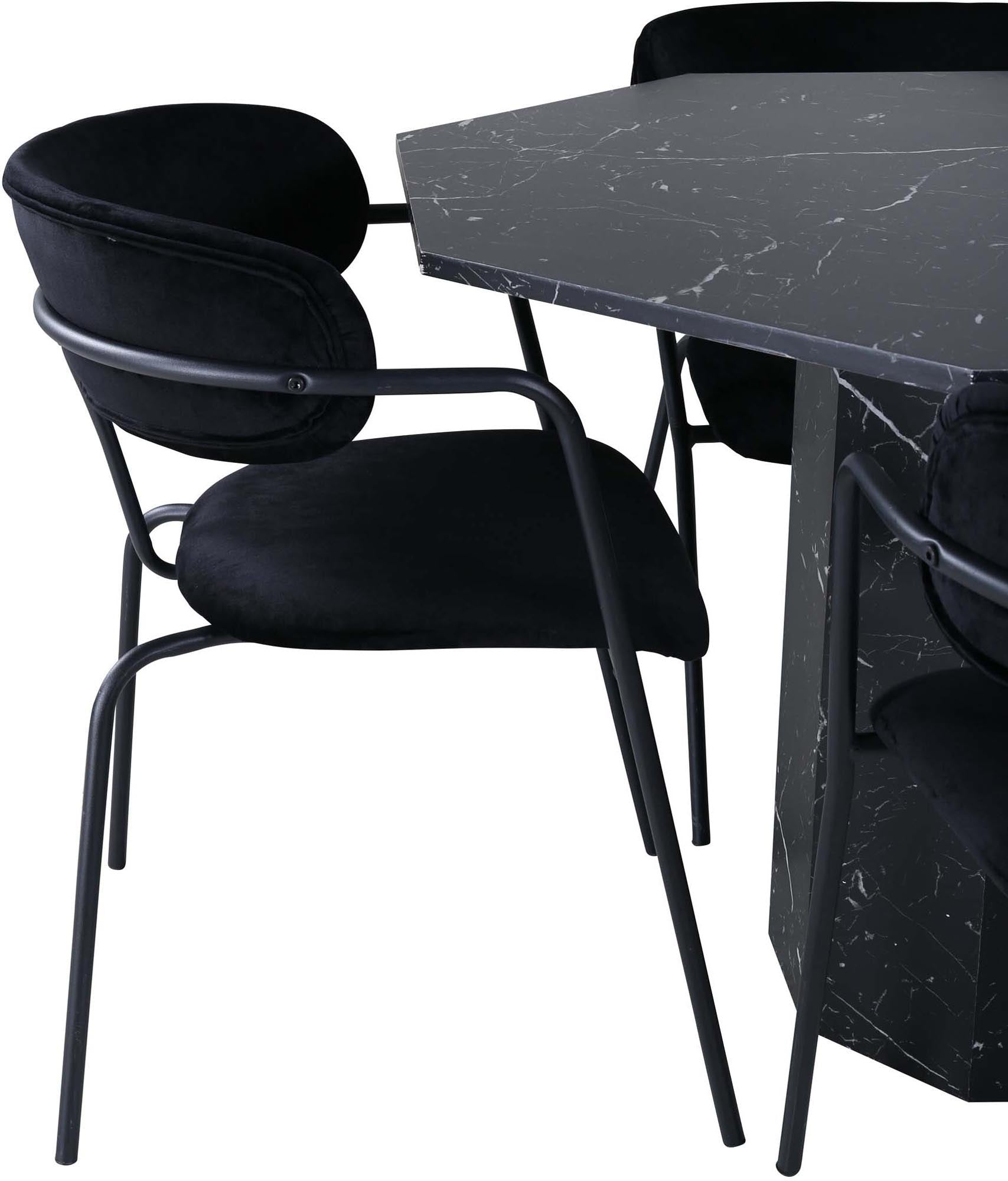 Marbs Esszimmerset + Arrow ⌀110cm/4St. in Schwarz präsentiert im Onlineshop von KAQTU Design AG. Esszimmerset ist von Venture Home