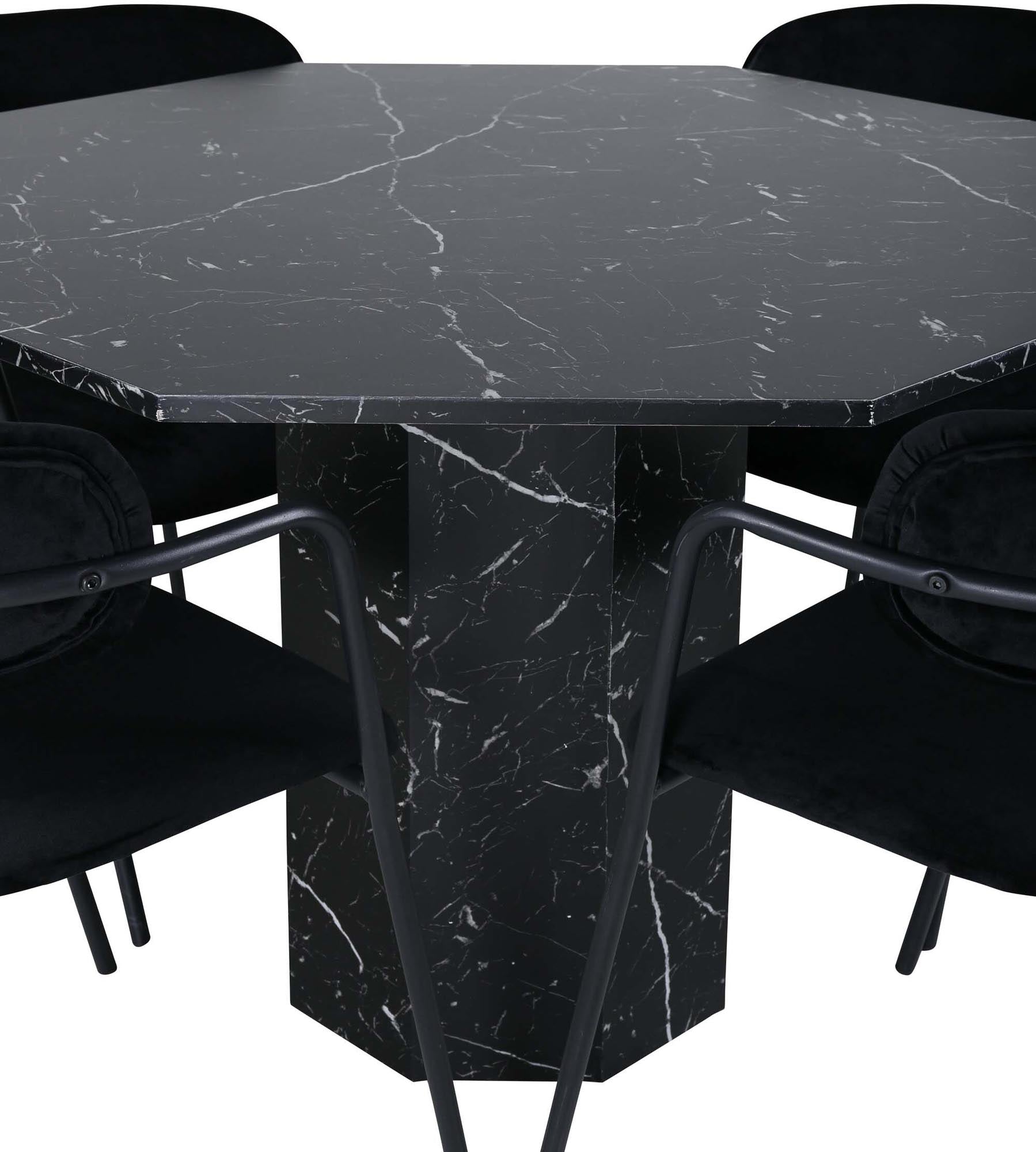 Marbs Esszimmerset + Arrow ⌀110cm/4St. in Schwarz präsentiert im Onlineshop von KAQTU Design AG. Esszimmerset ist von Venture Home