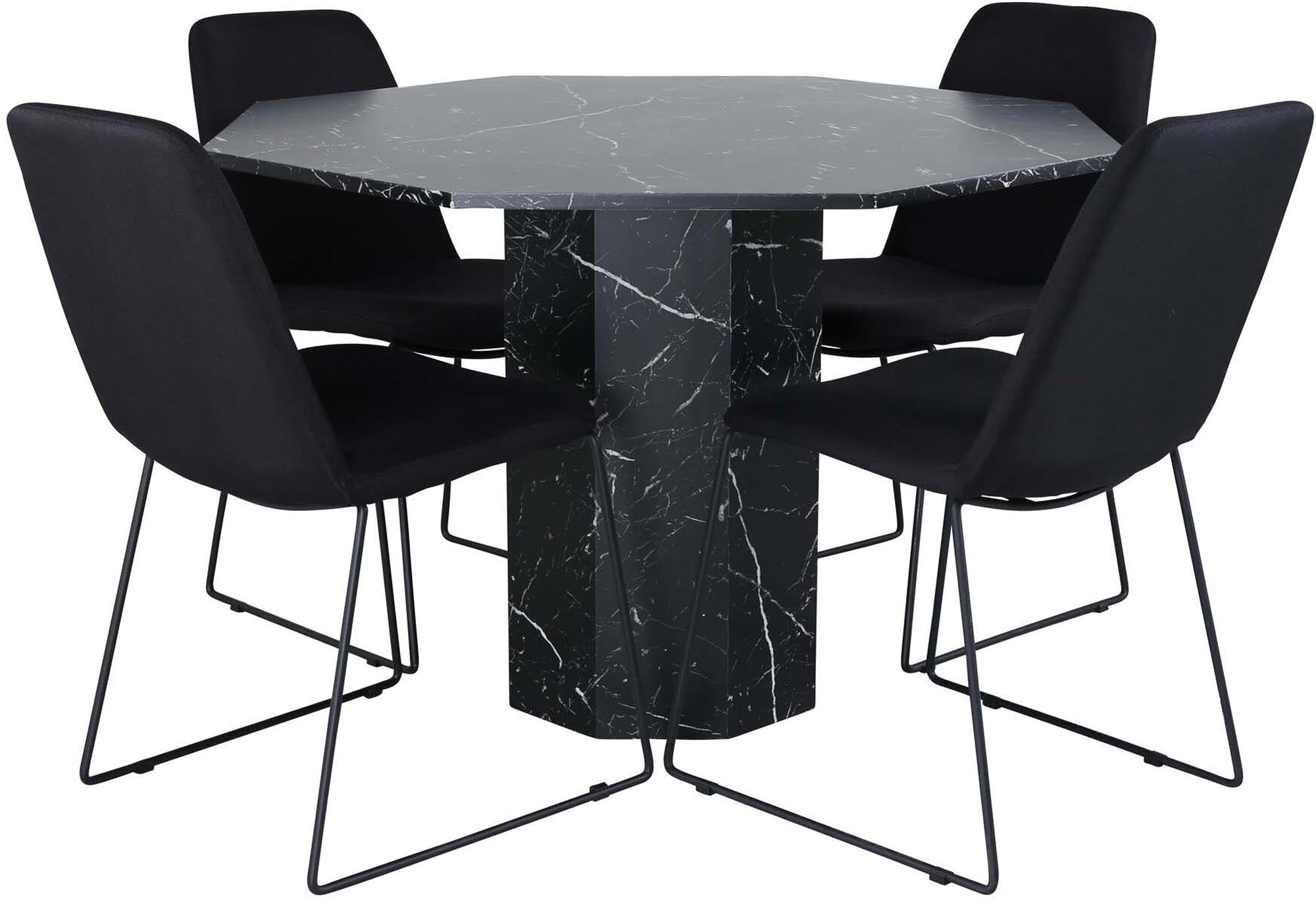 Marbs Esszimmerset + Muce ⌀110cm/4St. in Schwarz präsentiert im Onlineshop von KAQTU Design AG. Esszimmerset ist von Venture Home