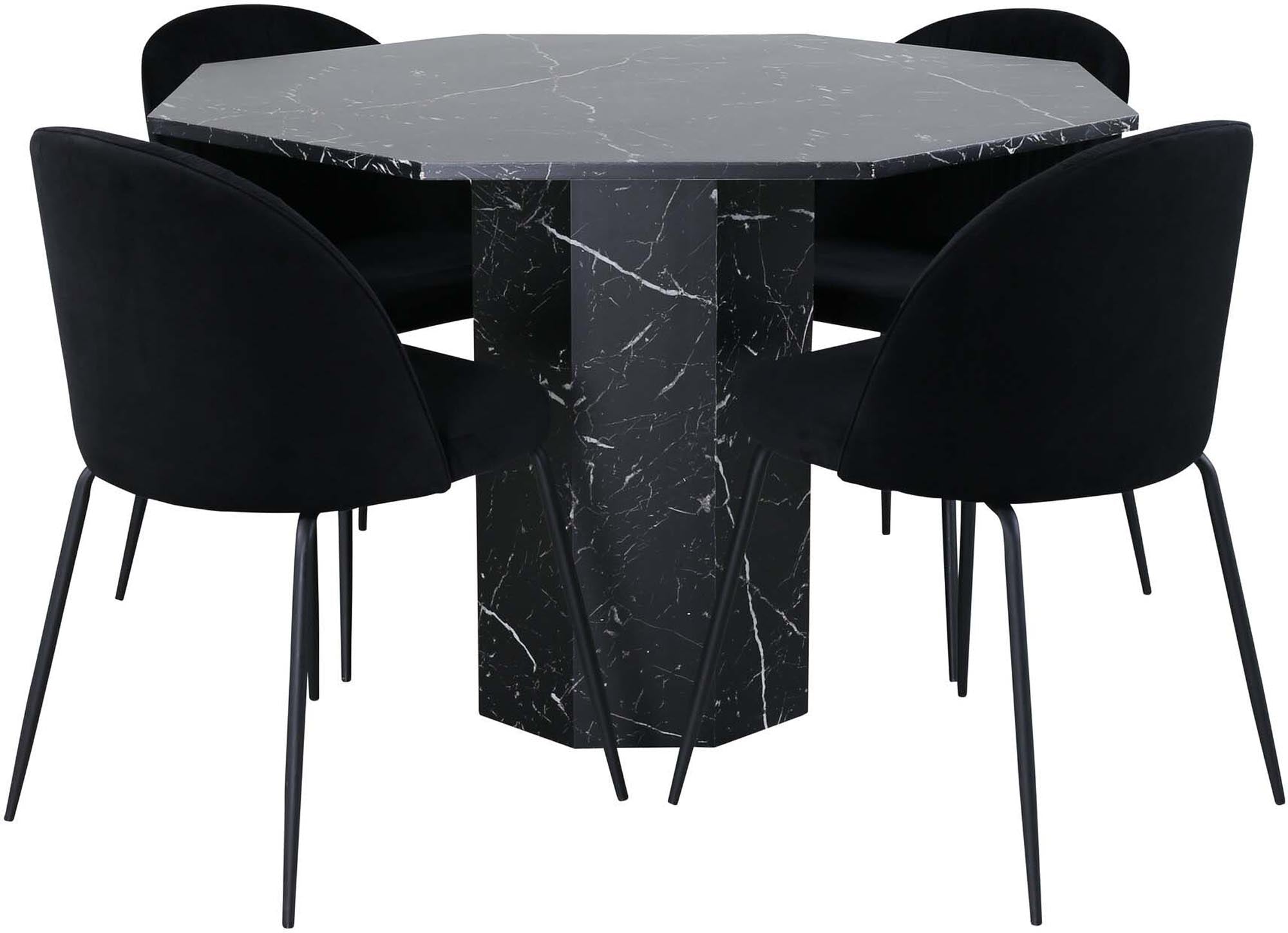 Marbs Esszimmerset + Wrinkles ⌀110cm/4St. in Schwarz präsentiert im Onlineshop von KAQTU Design AG. Esszimmerset ist von Venture Home