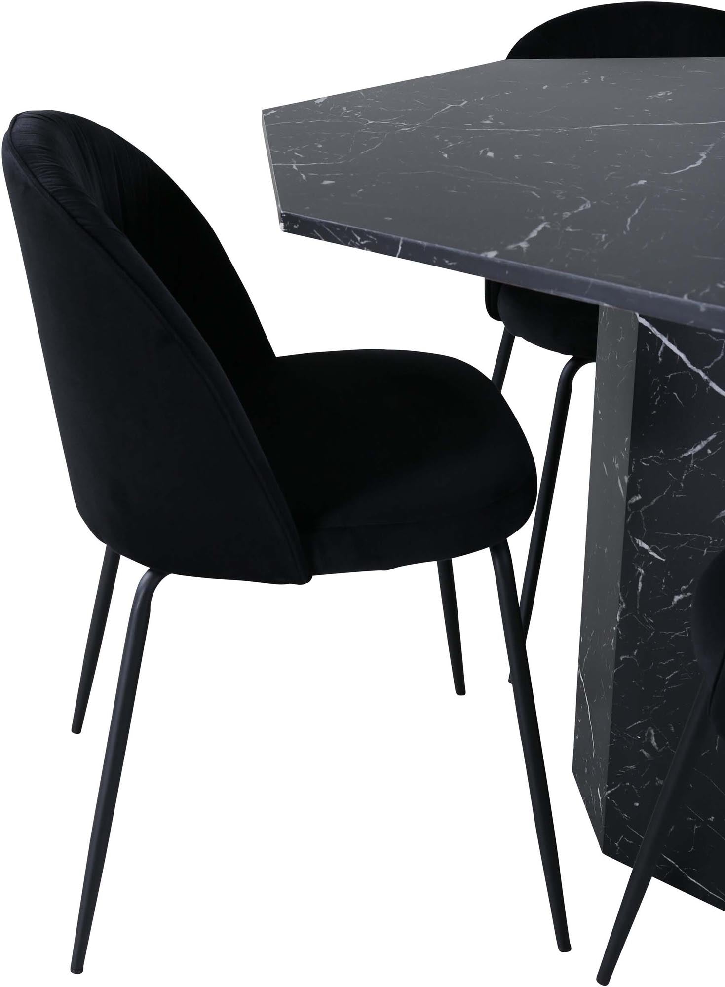 Marbs Esszimmerset + Wrinkles ⌀110cm/4St. in Schwarz präsentiert im Onlineshop von KAQTU Design AG. Esszimmerset ist von Venture Home