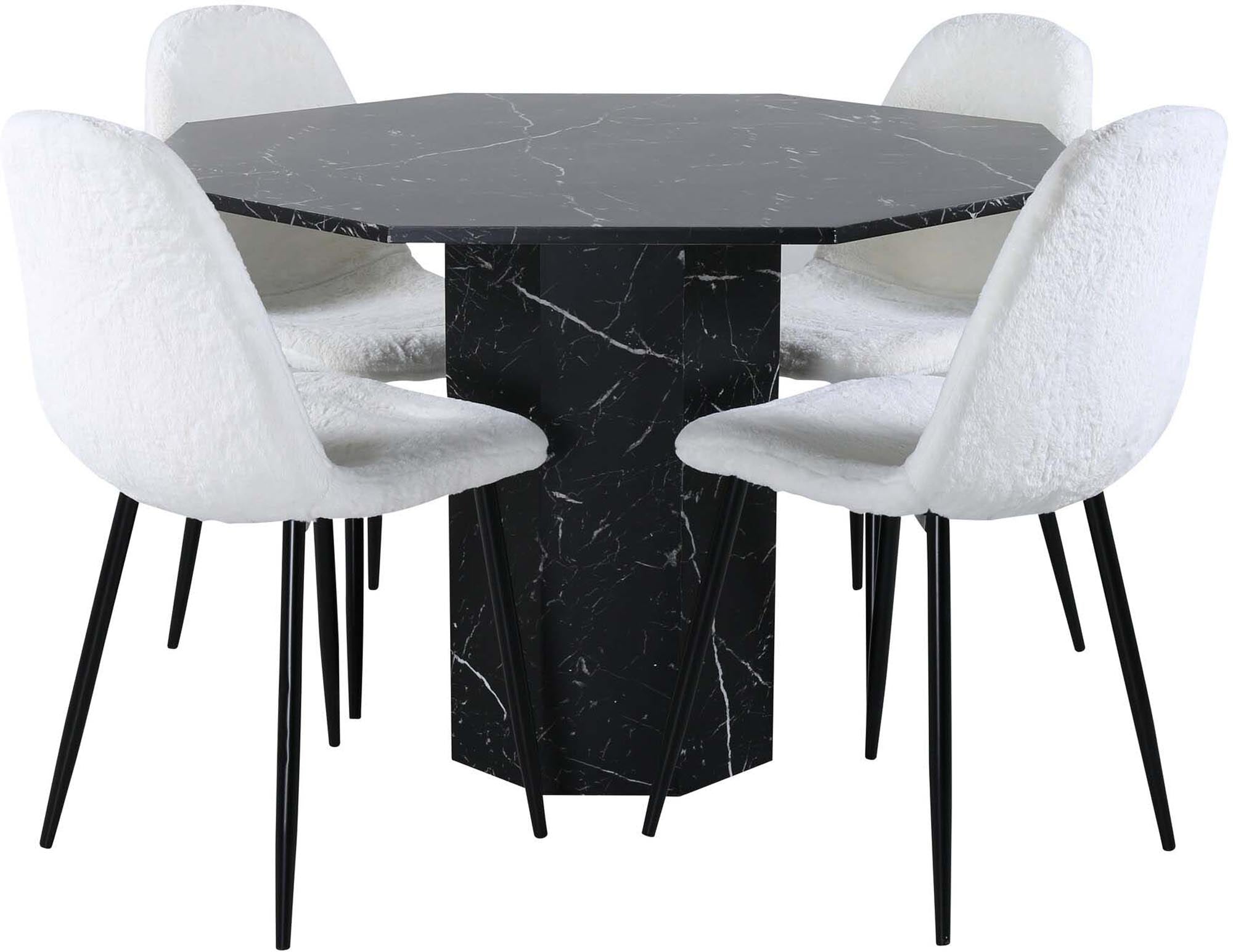 Marbs Esszimmerset + Polar ⌀110cm/4St. in Schwarz präsentiert im Onlineshop von KAQTU Design AG. Esszimmerset ist von Venture Home