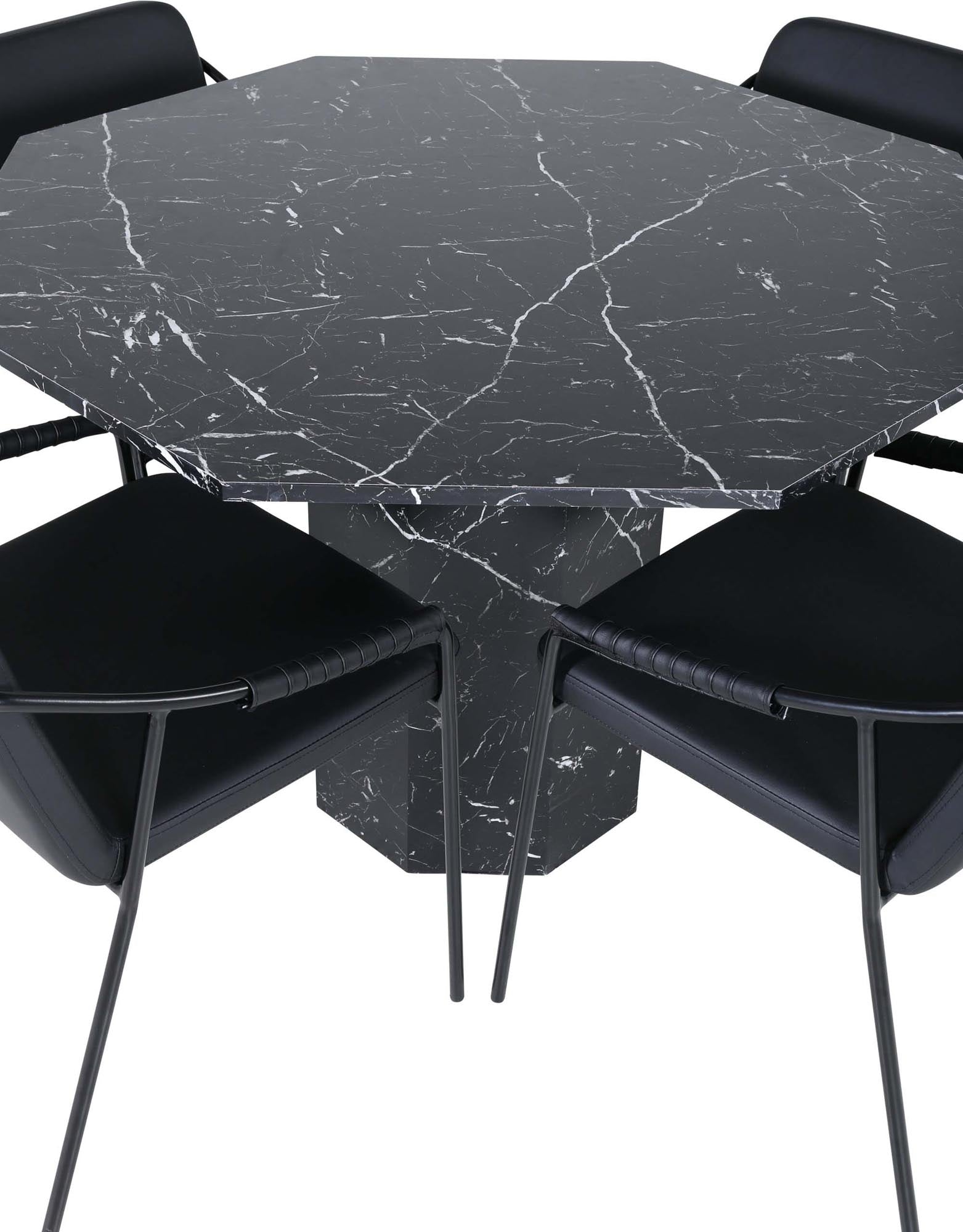 Marbs Esszimmerset + Tvist ⌀110cm/4St. in Schwarz präsentiert im Onlineshop von KAQTU Design AG. Esszimmerset ist von Venture Home