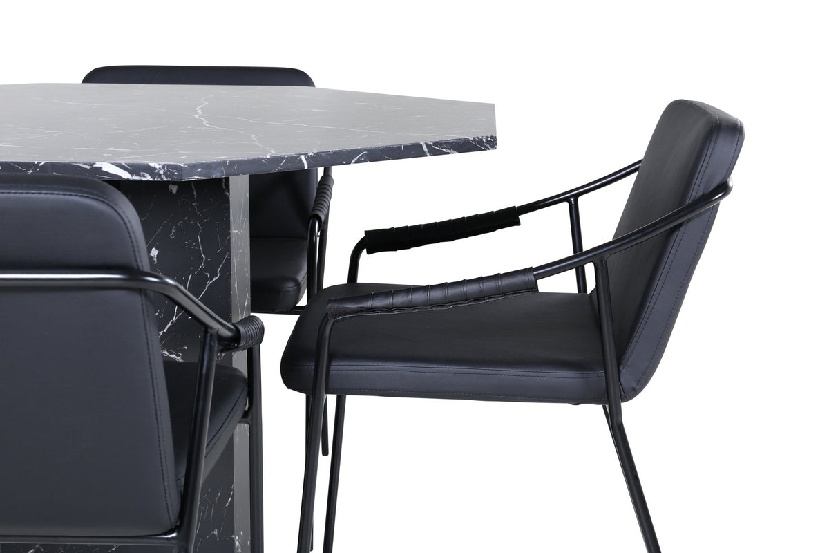 Marbs Esszimmerset + Tvist ⌀110cm/4St. in Schwarz präsentiert im Onlineshop von KAQTU Design AG. Esszimmerset ist von Venture Home