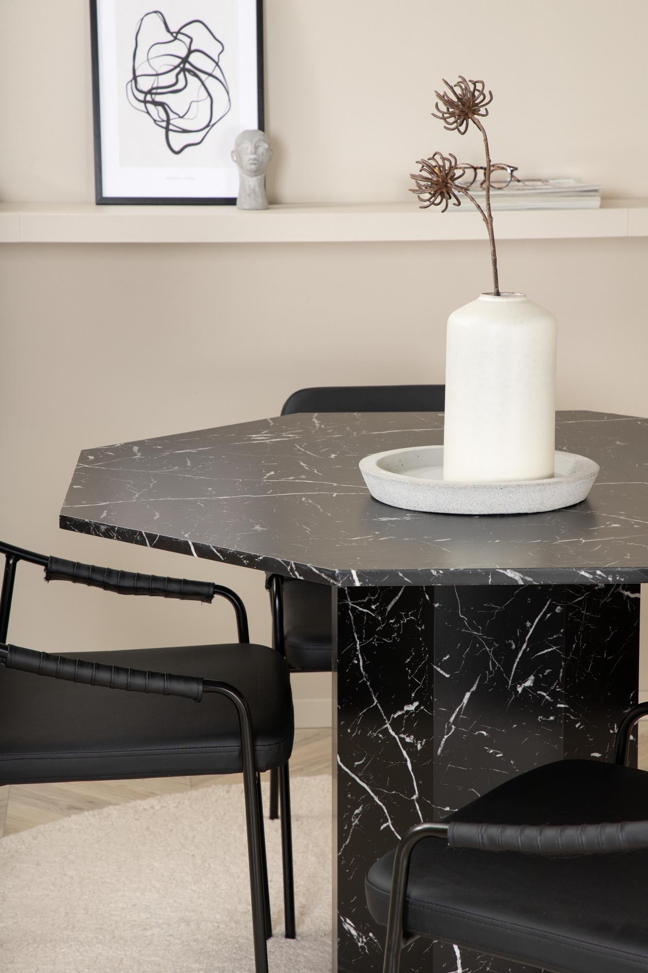 Marbs Esszimmerset + Tvist ⌀110cm/4St. in Schwarz präsentiert im Onlineshop von KAQTU Design AG. Esszimmerset ist von Venture Home