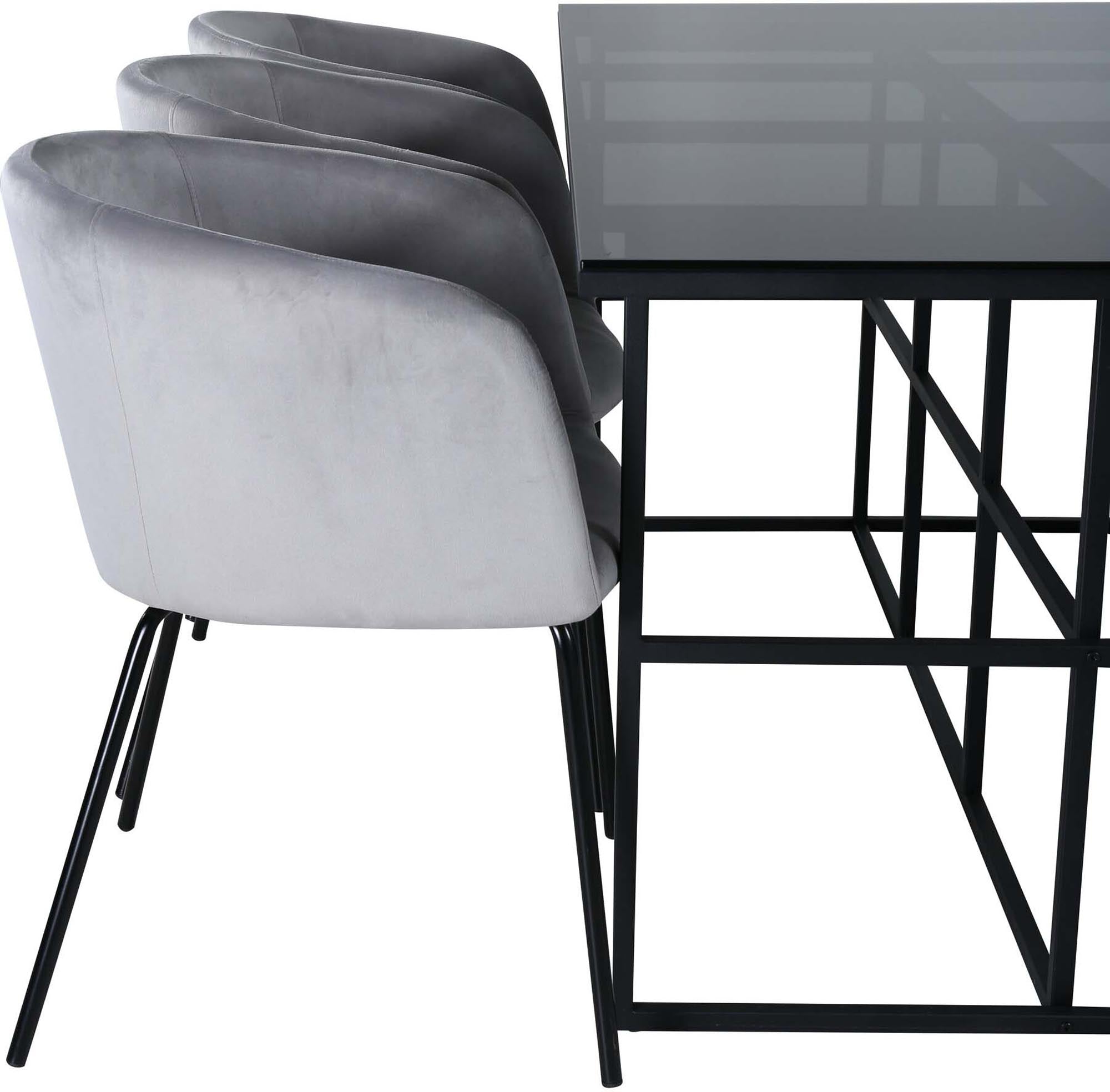 Leif Esszimmerset + Berit 200cm/6St. in Schwarz / Hellgrau präsentiert im Onlineshop von KAQTU Design AG. Esszimmerset ist von Venture Home