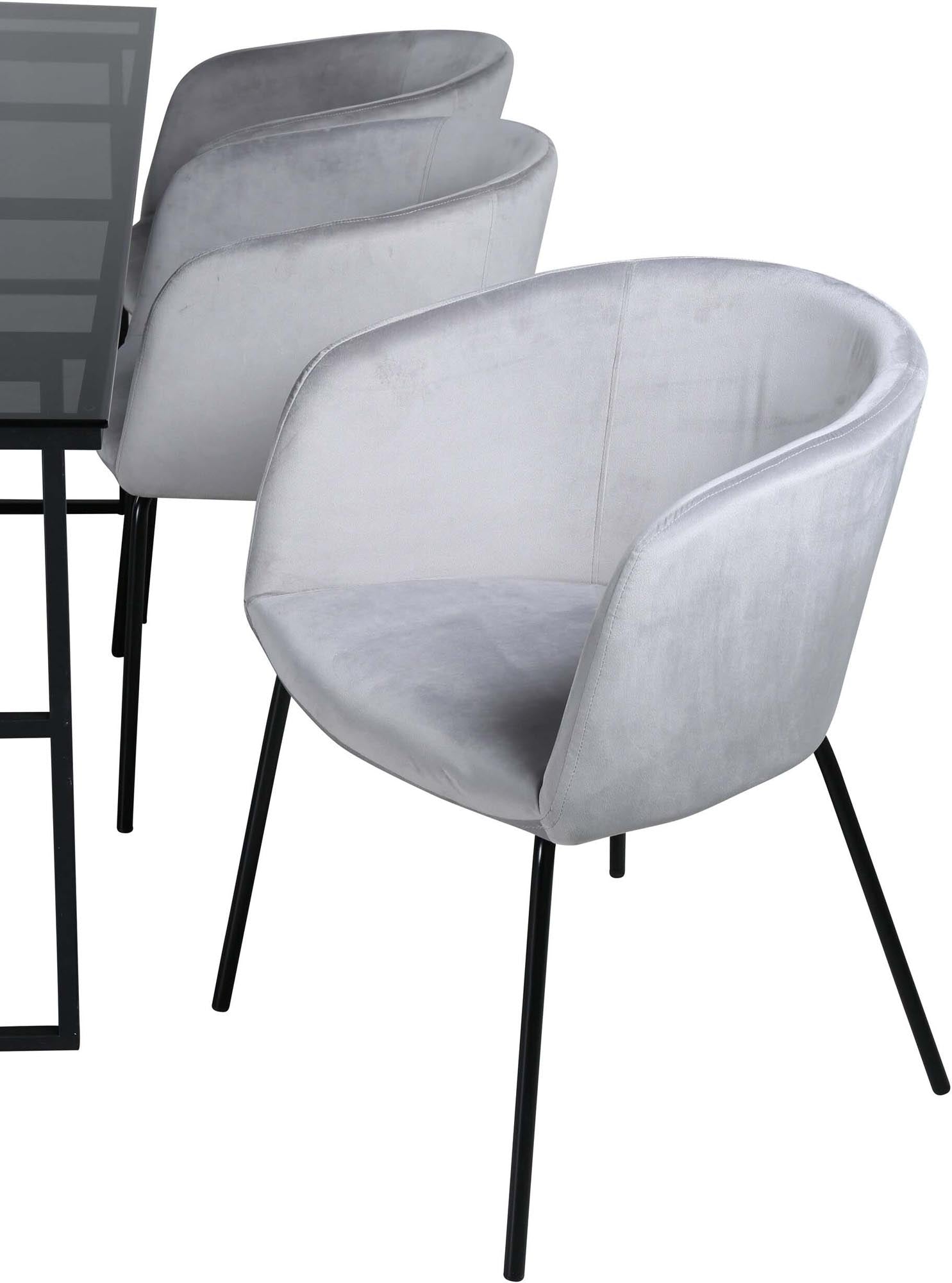 Leif Esszimmerset + Berit 200cm/6St. in Schwarz / Hellgrau präsentiert im Onlineshop von KAQTU Design AG. Esszimmerset ist von Venture Home