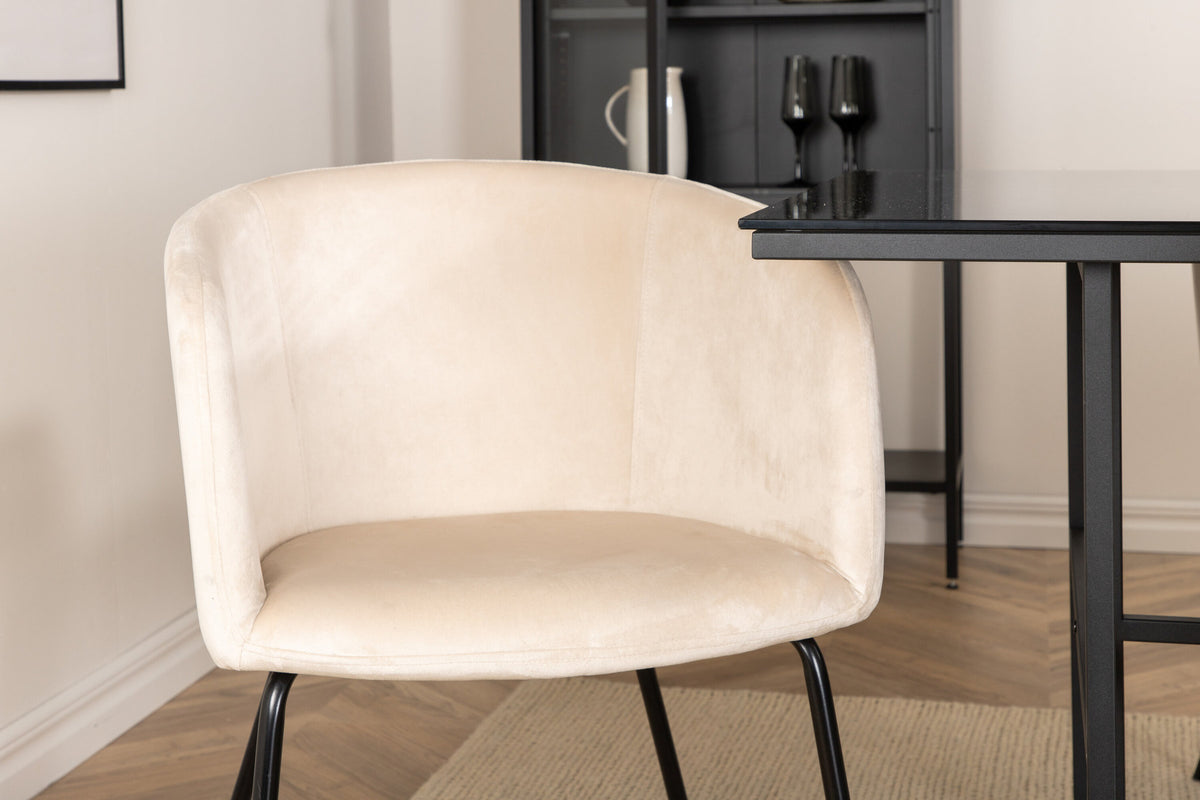Leif Esszimmerset + Berit 200cm/6St. in Schwarz / Beige präsentiert im Onlineshop von KAQTU Design AG. Esszimmerset ist von Venture Home