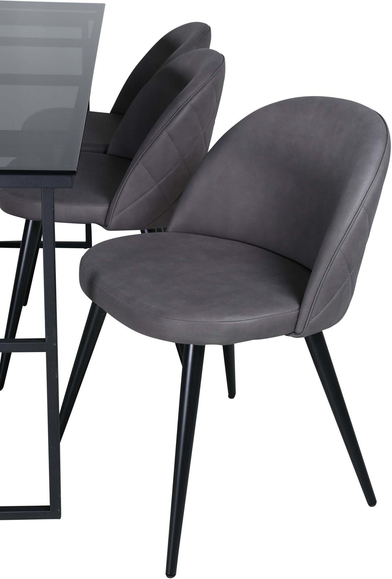 Leif Esszimmerset + Velvet 200cm/6St. in Schwarz / Grau präsentiert im Onlineshop von KAQTU Design AG. Esszimmerset ist von Venture Home
