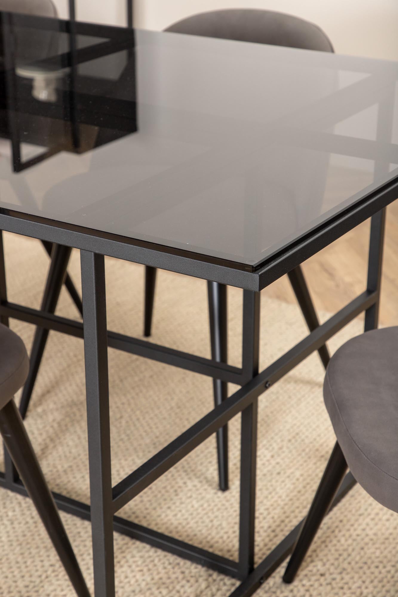 Leif Esszimmerset + Velvet 200cm/6St. in Schwarz / Grau präsentiert im Onlineshop von KAQTU Design AG. Esszimmerset ist von Venture Home