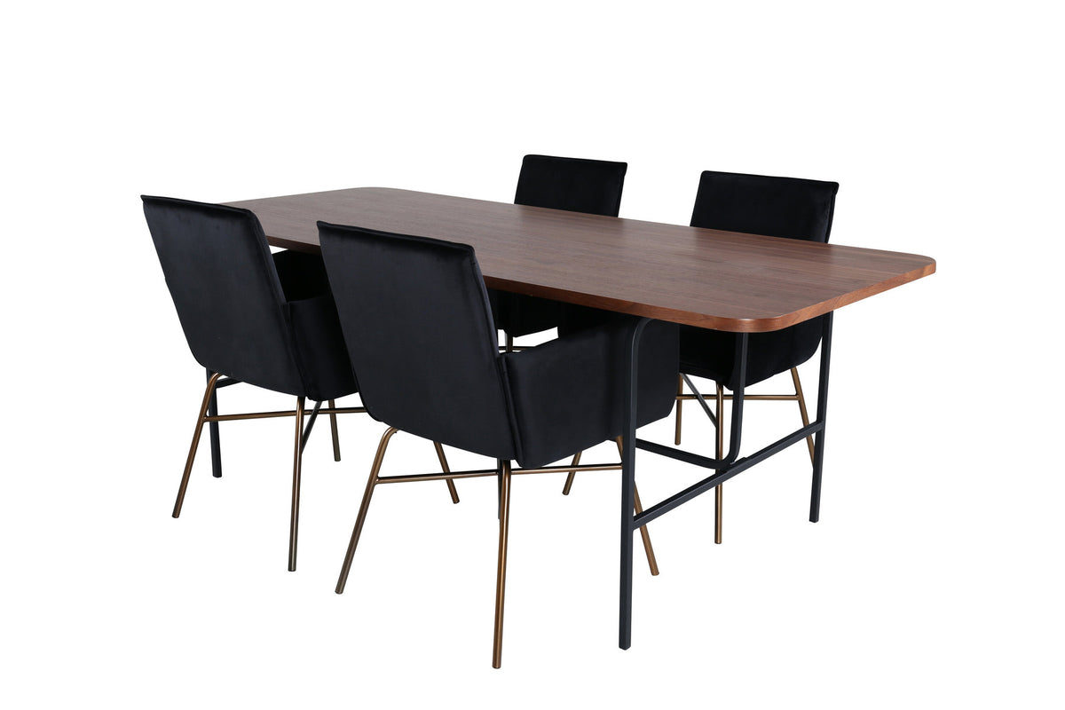 Uno Esszimmerset + Petra 200cm/4St. in Braun / Schwarz präsentiert im Onlineshop von KAQTU Design AG. Esszimmerset ist von Venture Home