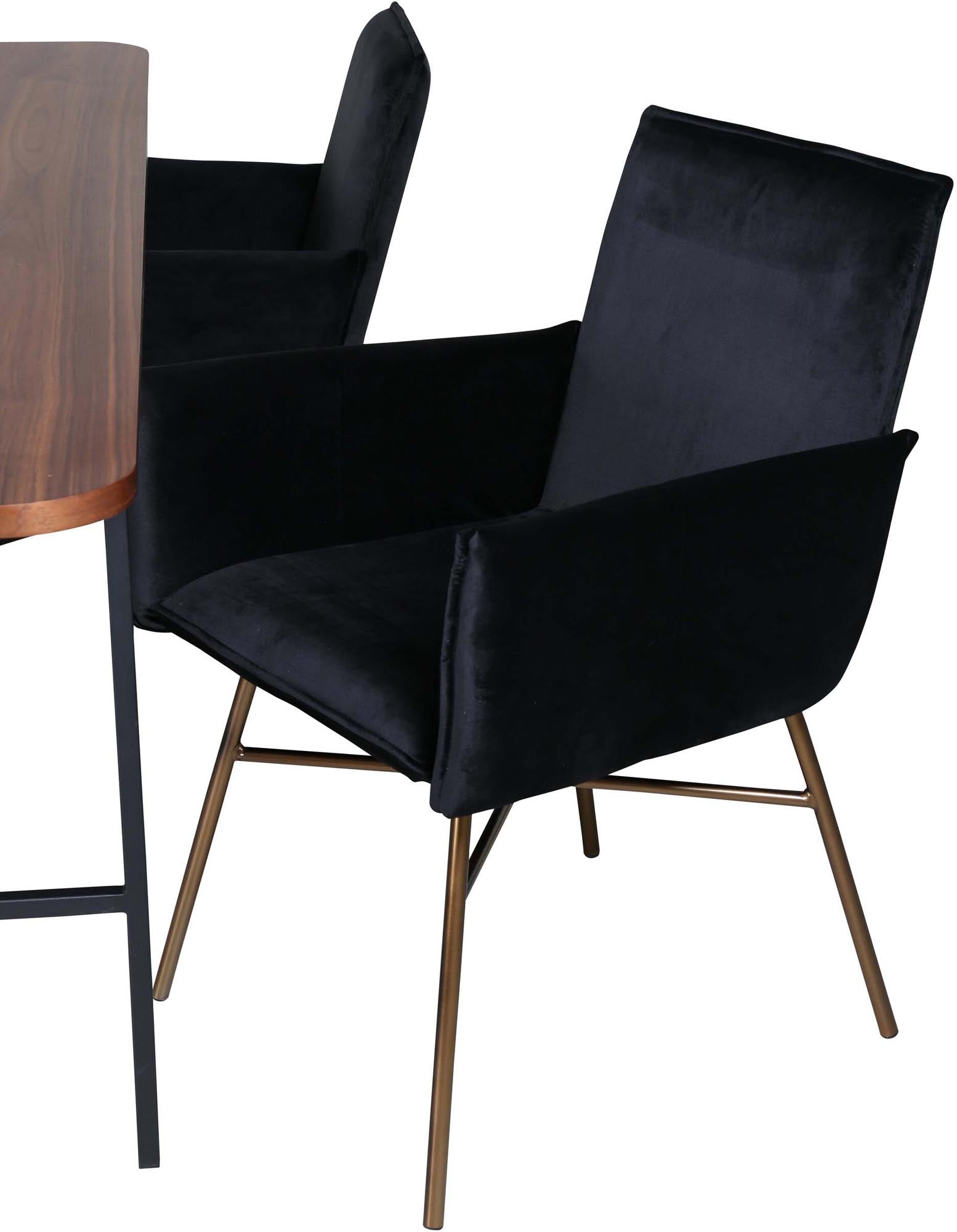 Uno Esszimmerset + Petra 200cm/4St. in Braun / Schwarz präsentiert im Onlineshop von KAQTU Design AG. Esszimmerset ist von Venture Home