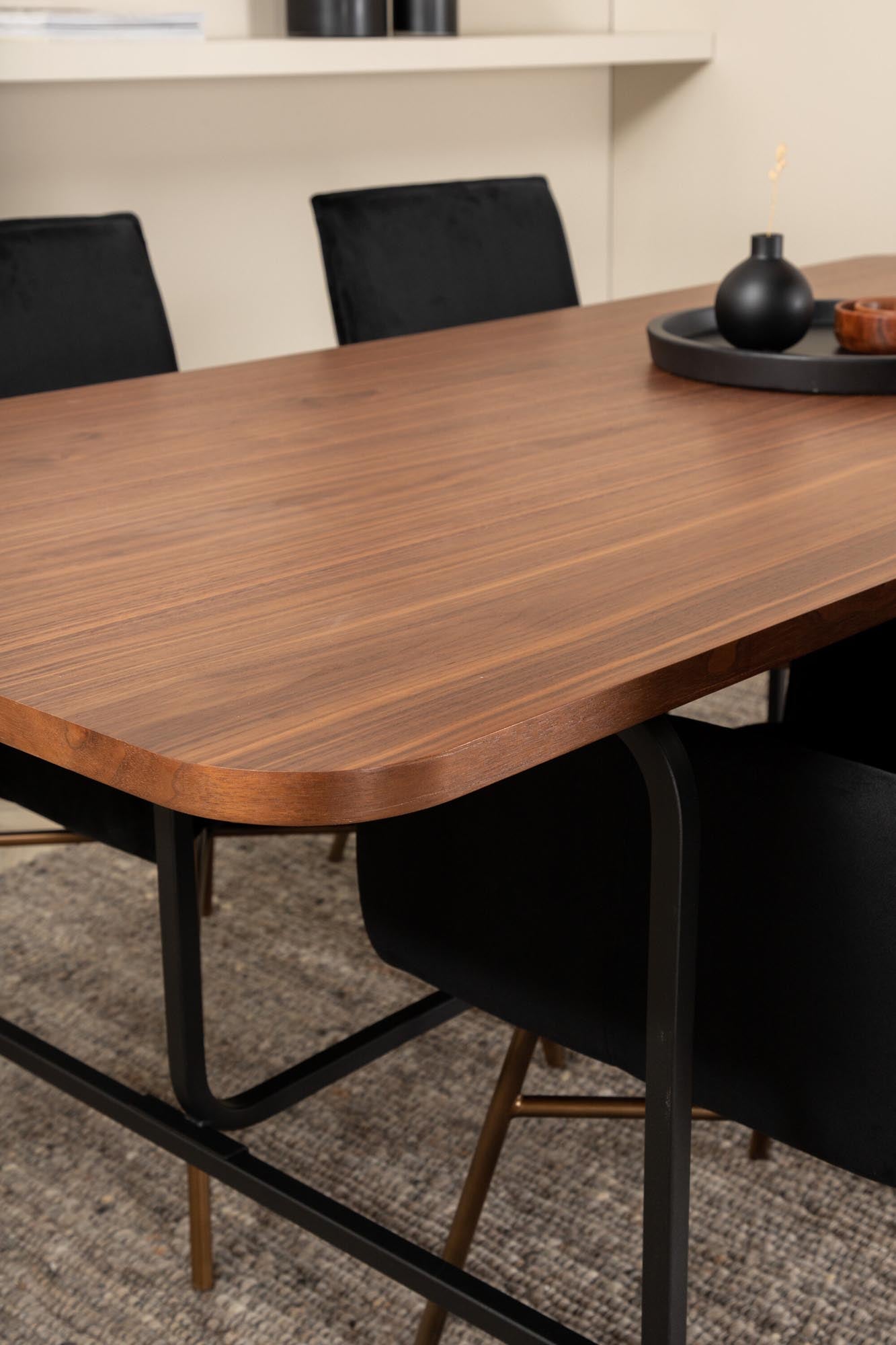 Uno Esszimmerset + Petra 200cm/4St. in Braun / Schwarz präsentiert im Onlineshop von KAQTU Design AG. Esszimmerset ist von Venture Home