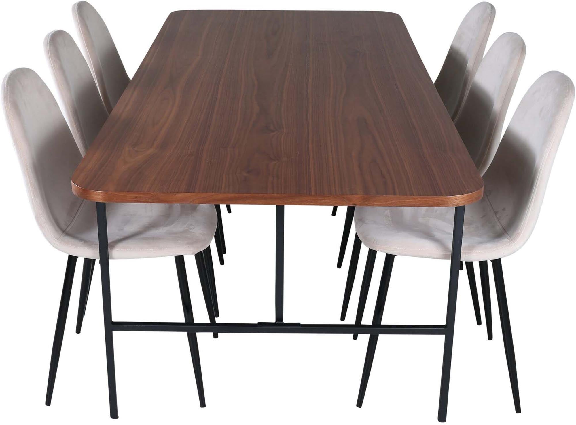 Uno Esszimmerset + Polar 200cm/6St. in Beige, Schwarz präsentiert im Onlineshop von KAQTU Design AG. Esszimmerset ist von Venture Home