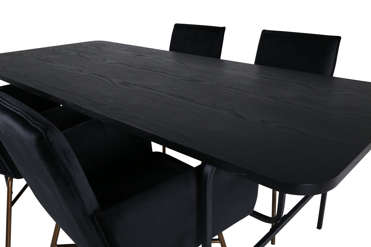 Uno Esszimmerset + Petra 200cm/4St. in Schwarz präsentiert im Onlineshop von KAQTU Design AG. Esszimmerset ist von Venture Home