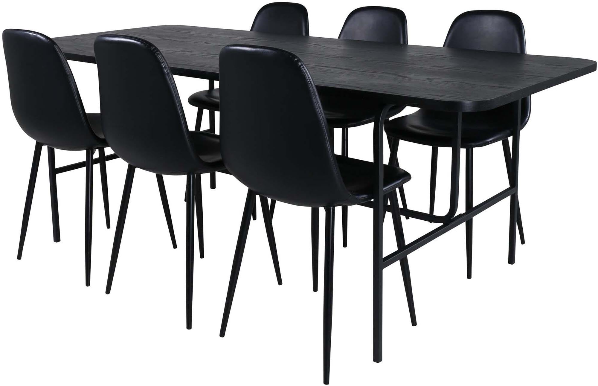Uno Esszimmerset + Polar 200cm/6St. in Schwarz präsentiert im Onlineshop von KAQTU Design AG. Esszimmerset ist von Venture Home