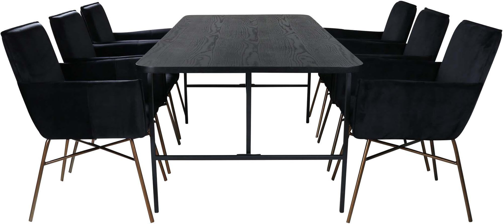 Uno Esszimmerset + Petra 200cm/6St. in Schwarz präsentiert im Onlineshop von KAQTU Design AG. Esszimmerset ist von Venture Home