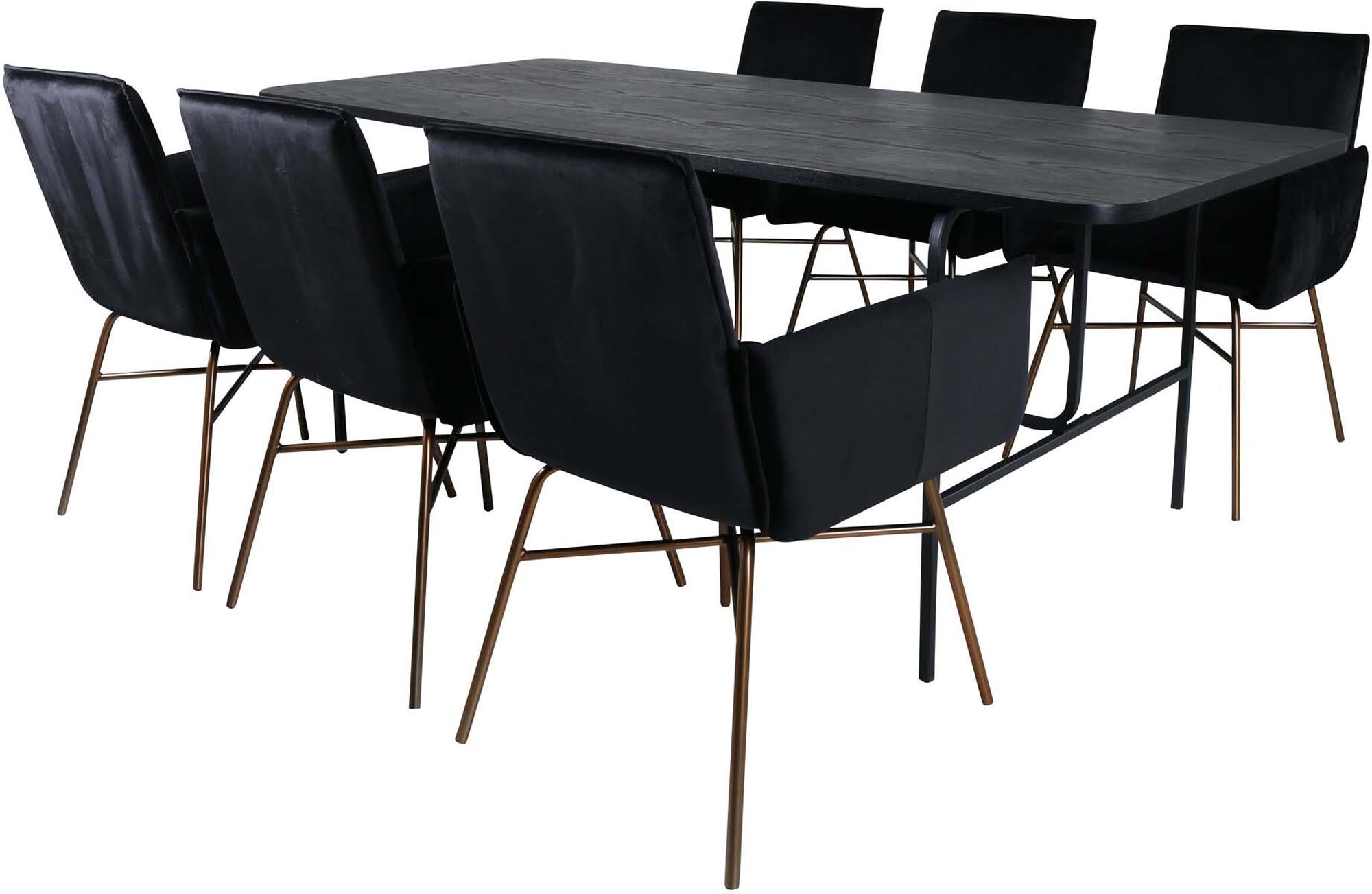 Uno Esszimmerset + Petra 200cm/6St. in Schwarz präsentiert im Onlineshop von KAQTU Design AG. Esszimmerset ist von Venture Home