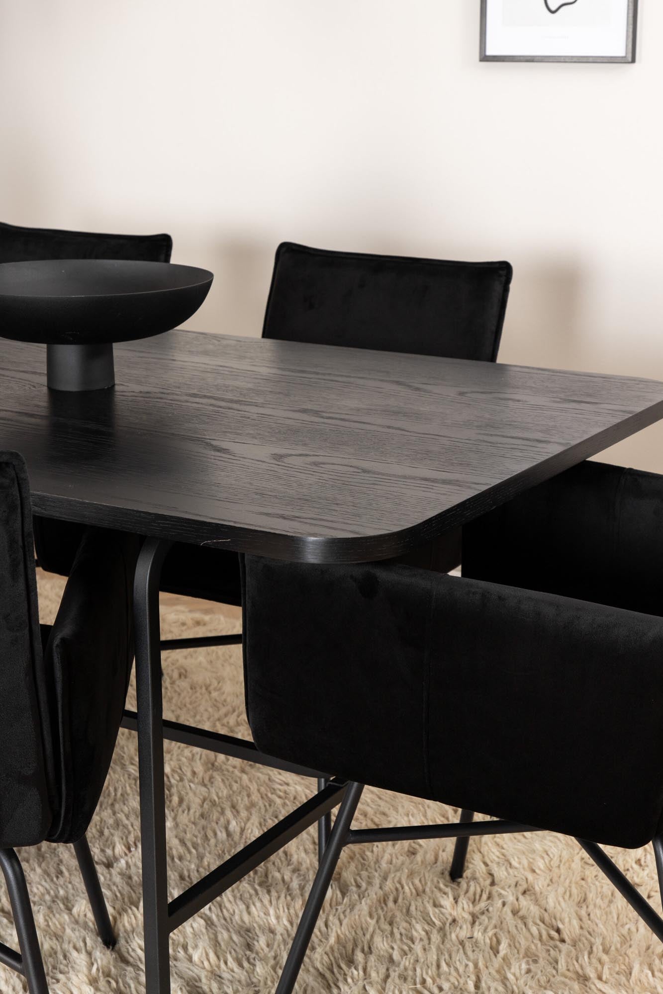 Uno Esszimmerset + Petra 200cm/6St. in Schwarz präsentiert im Onlineshop von KAQTU Design AG. Esszimmerset ist von Venture Home