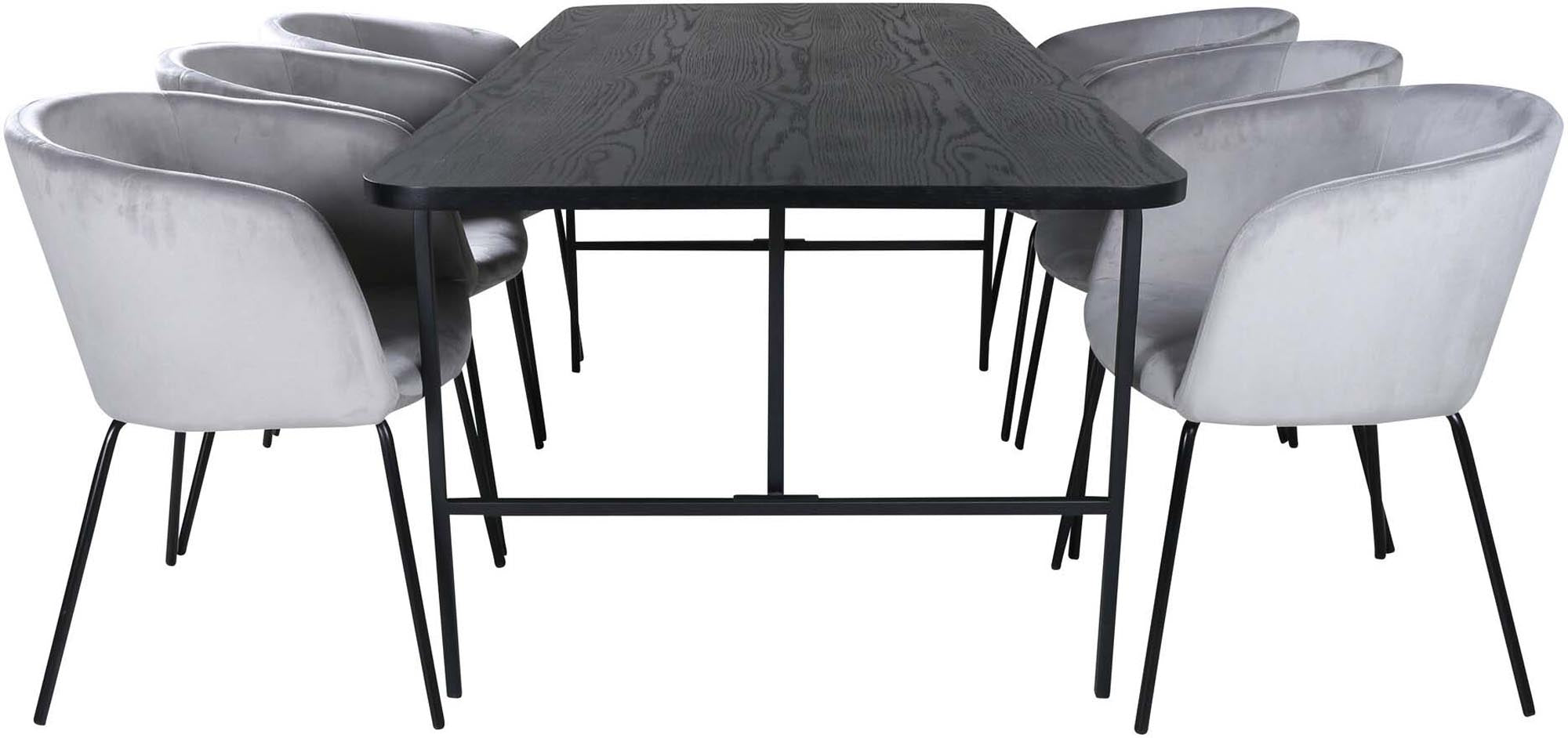 Uno Esszimmerset + Berit 200cm/6St. in Grau / Beige / Schwarz präsentiert im Onlineshop von KAQTU Design AG. Esszimmerset ist von Venture Home