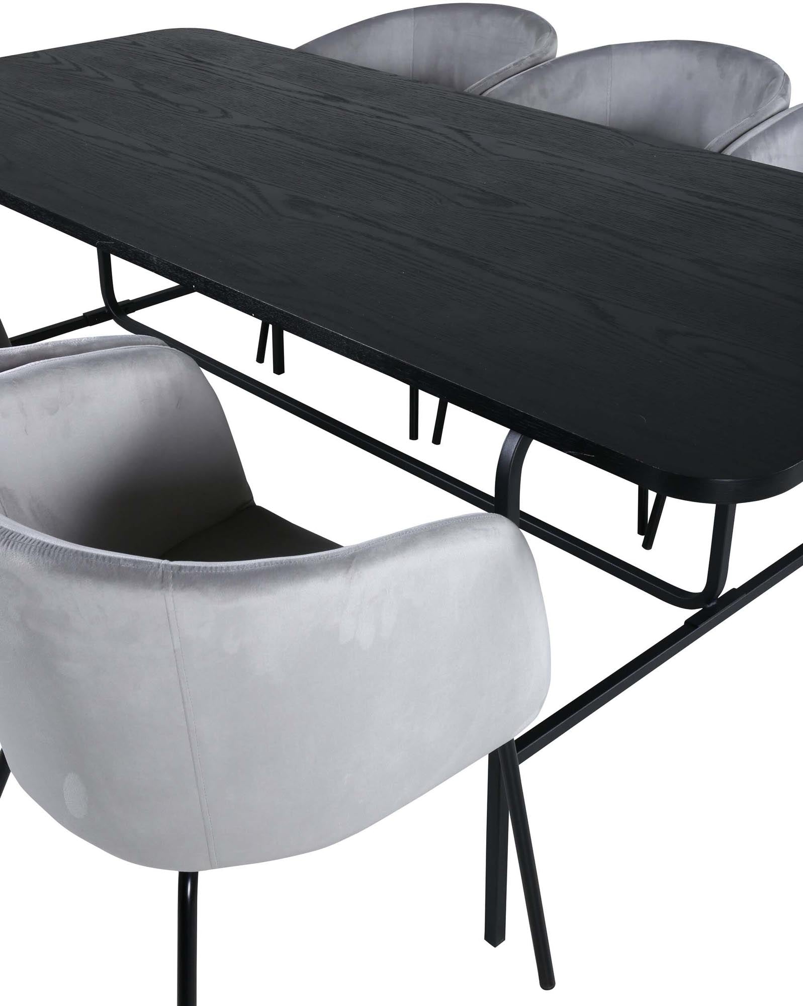 Elegantes Esszimmerset Uno mit 6 luxuriösen Berit Stühlen, 200 cm lang, vereint modernes Design und höchsten Komfort für Ihr Zuhause.