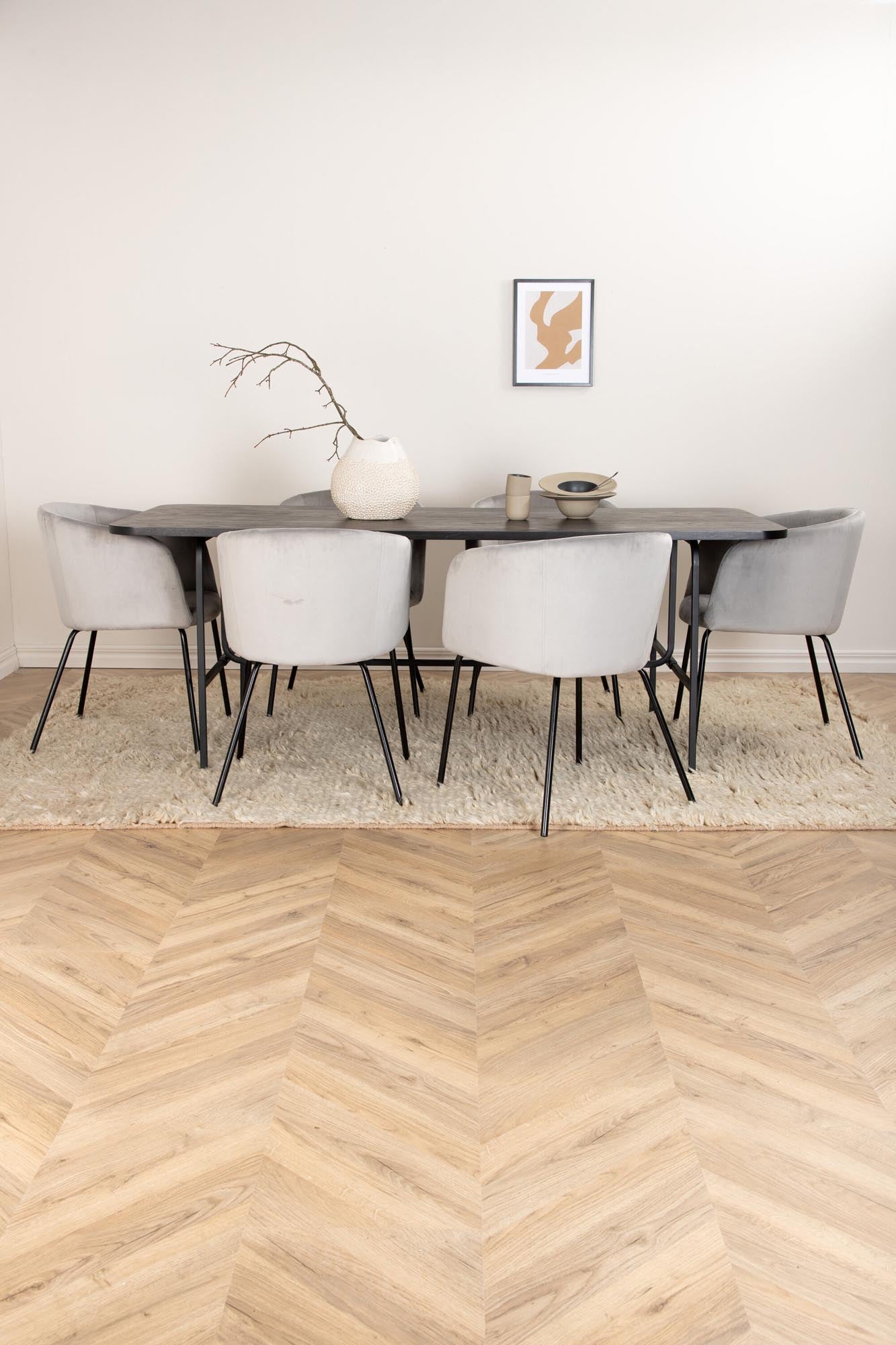 Uno Esszimmerset + Berit 200cm/6St. in Grau / Beige / Schwarz präsentiert im Onlineshop von KAQTU Design AG. Esszimmerset ist von Venture Home