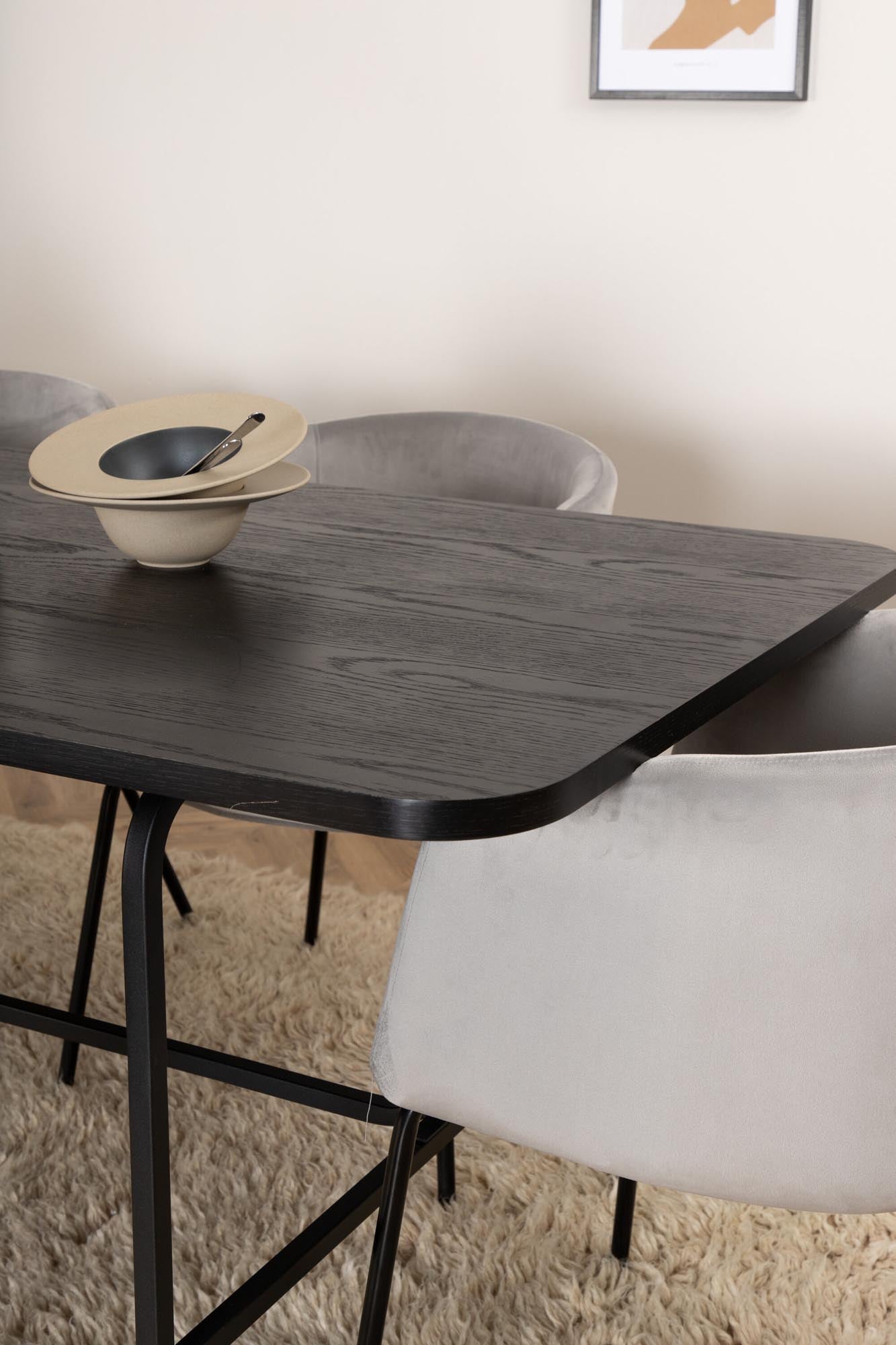 Uno Esszimmerset + Berit 200cm/6St. in Grau / Beige / Schwarz präsentiert im Onlineshop von KAQTU Design AG. Esszimmerset ist von Venture Home
